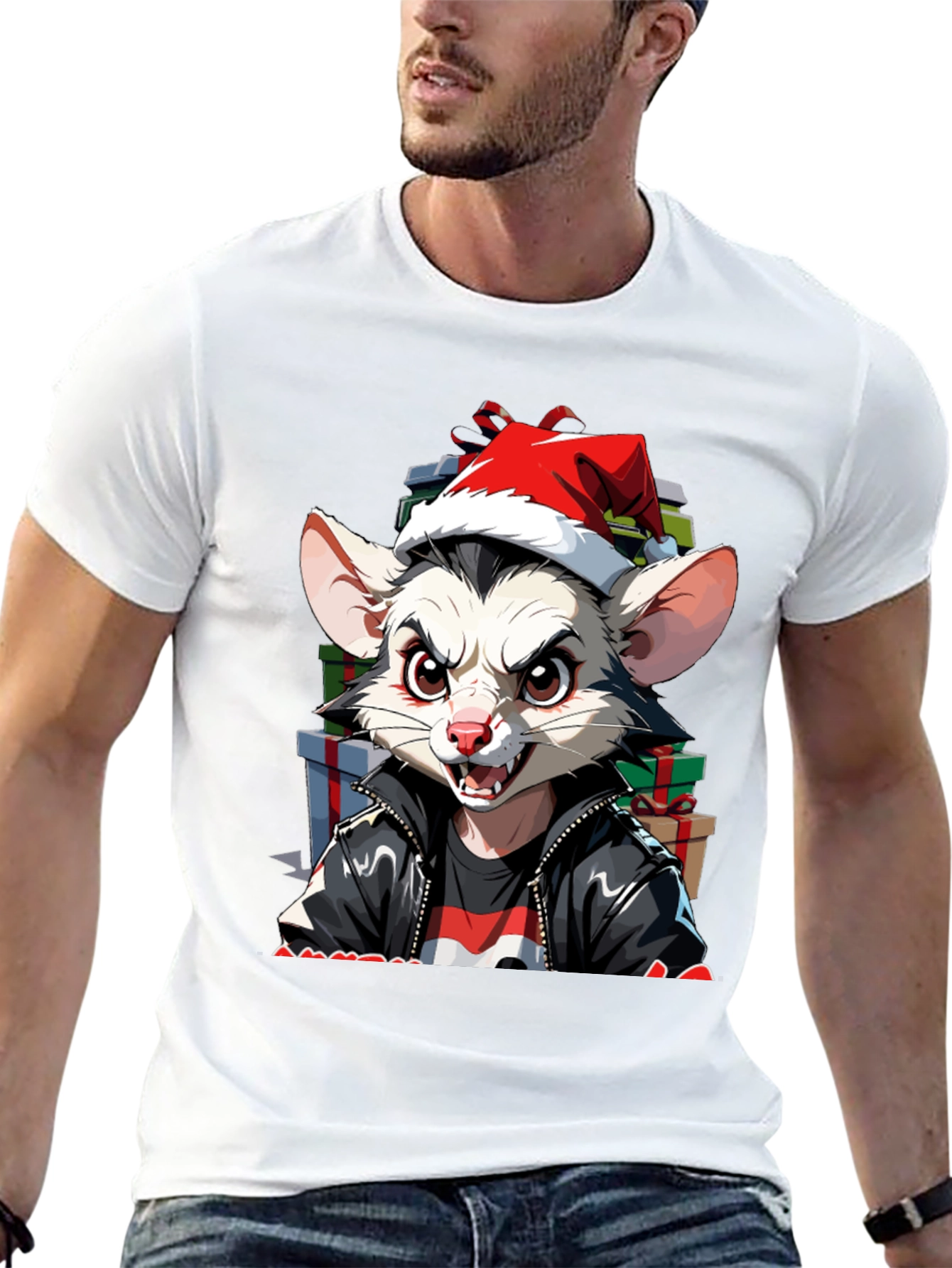 Festive Opossum Tee - Holiday Style