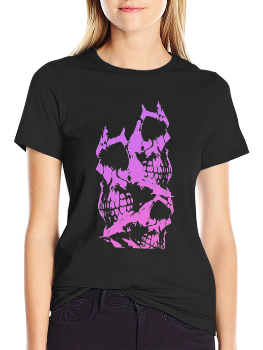Skull Stack Graphic Tee - Black