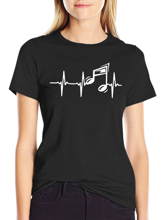 Music Heartbeat Graphic Tee - Black