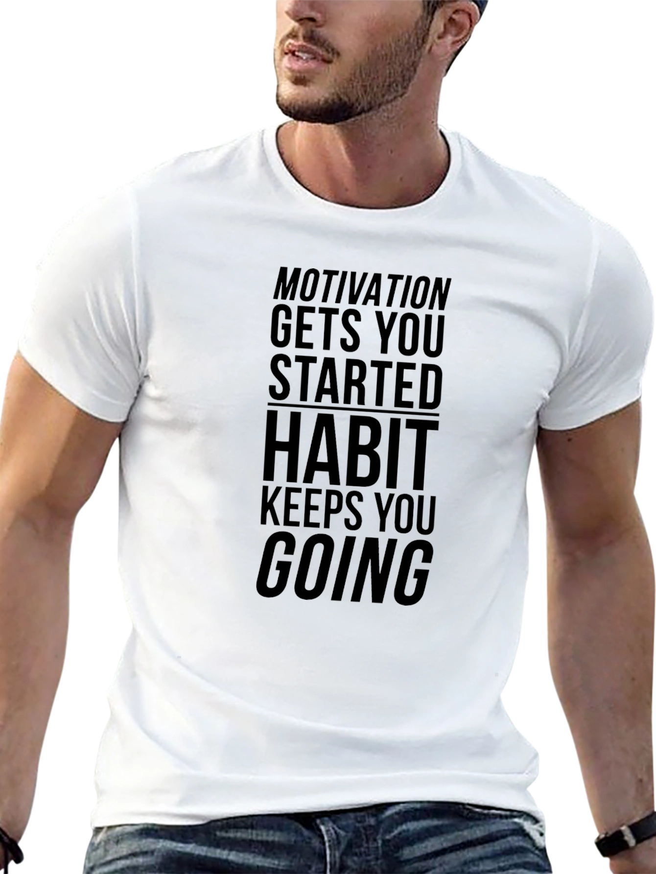 Motivational Black T-Shirt - Habit Keeps You Going