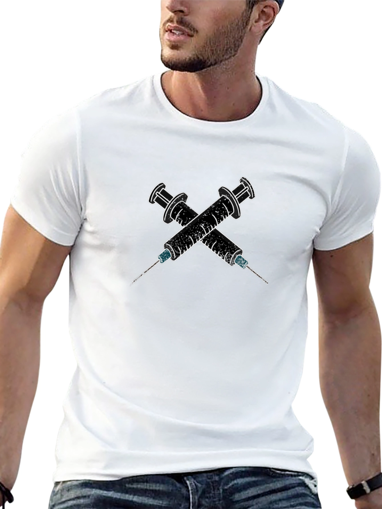 Edgy Syringe Graphic Tee - Bold Statement Shirt
