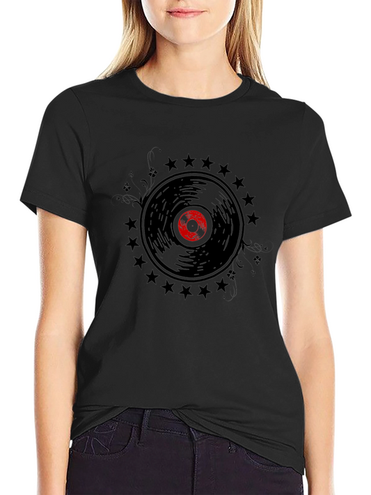 Retro Vinyl Record Starburst Graphic T-Shirt