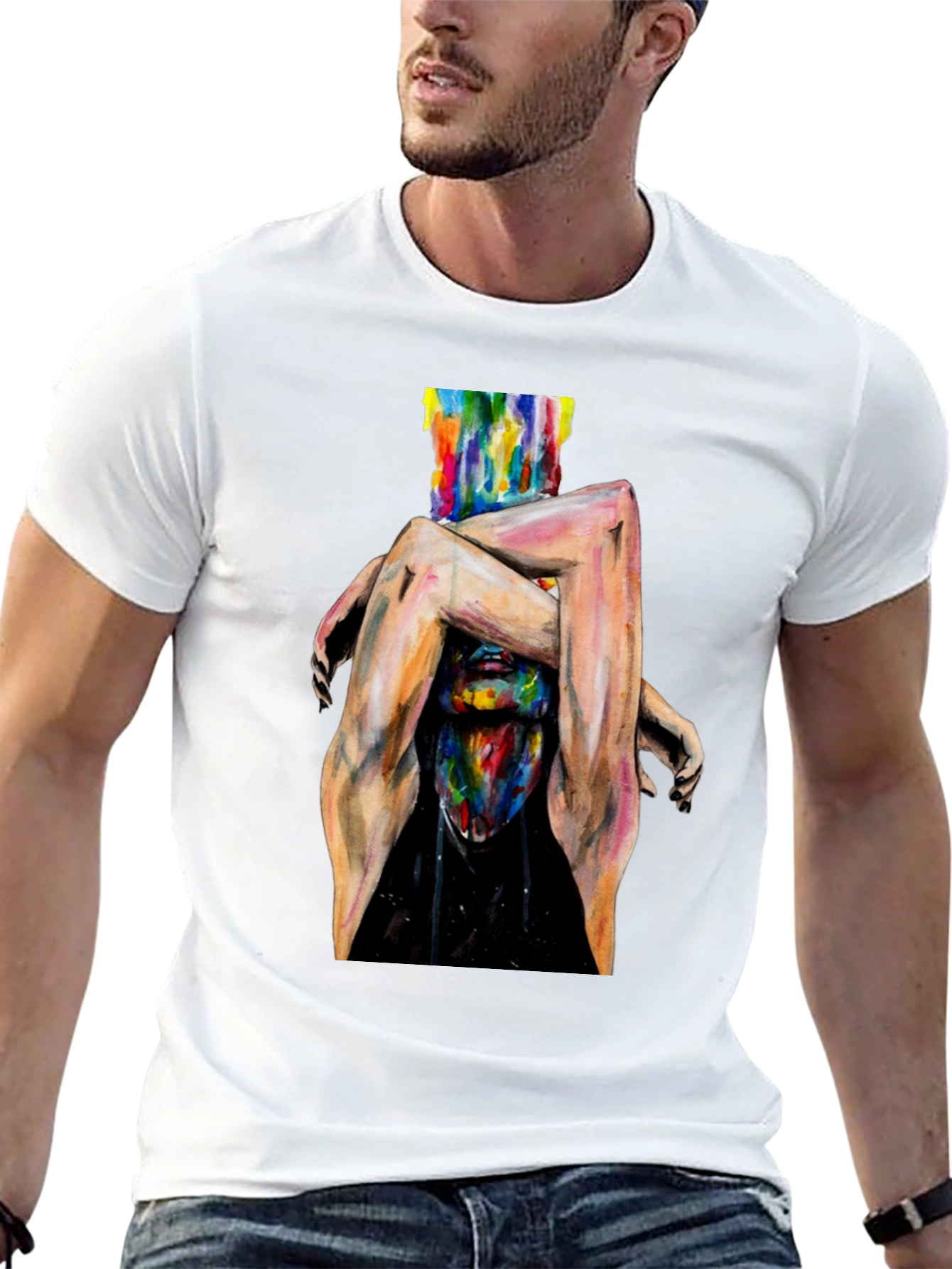 Abstract Art Graphic Print Black T-Shirt