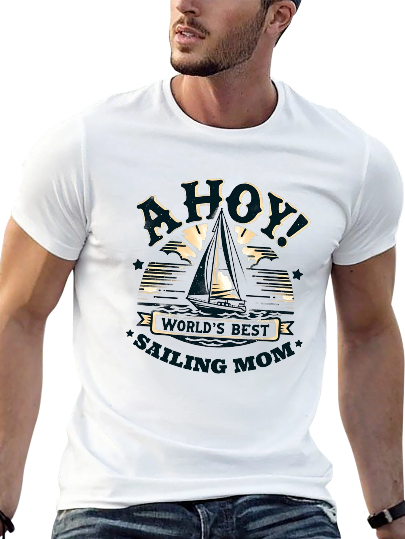 Ahoy Sailing Mom Graphic T-Shirt