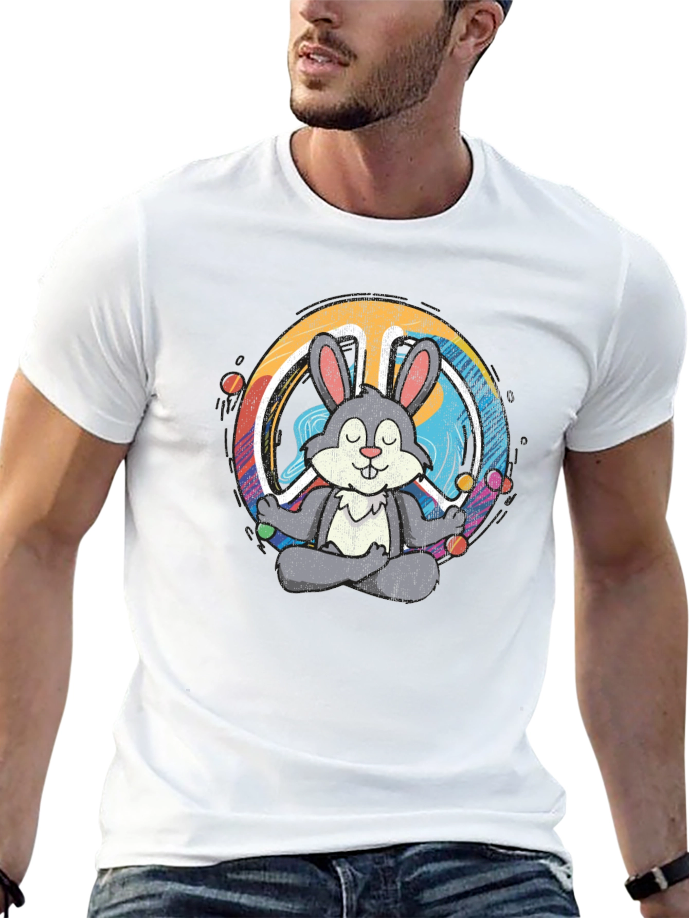 Peace Bunny T-Shirt - Meditating Hare Design