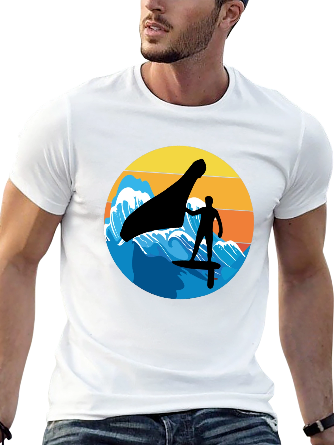 Wind Surfing Silhouette Graphic Tee