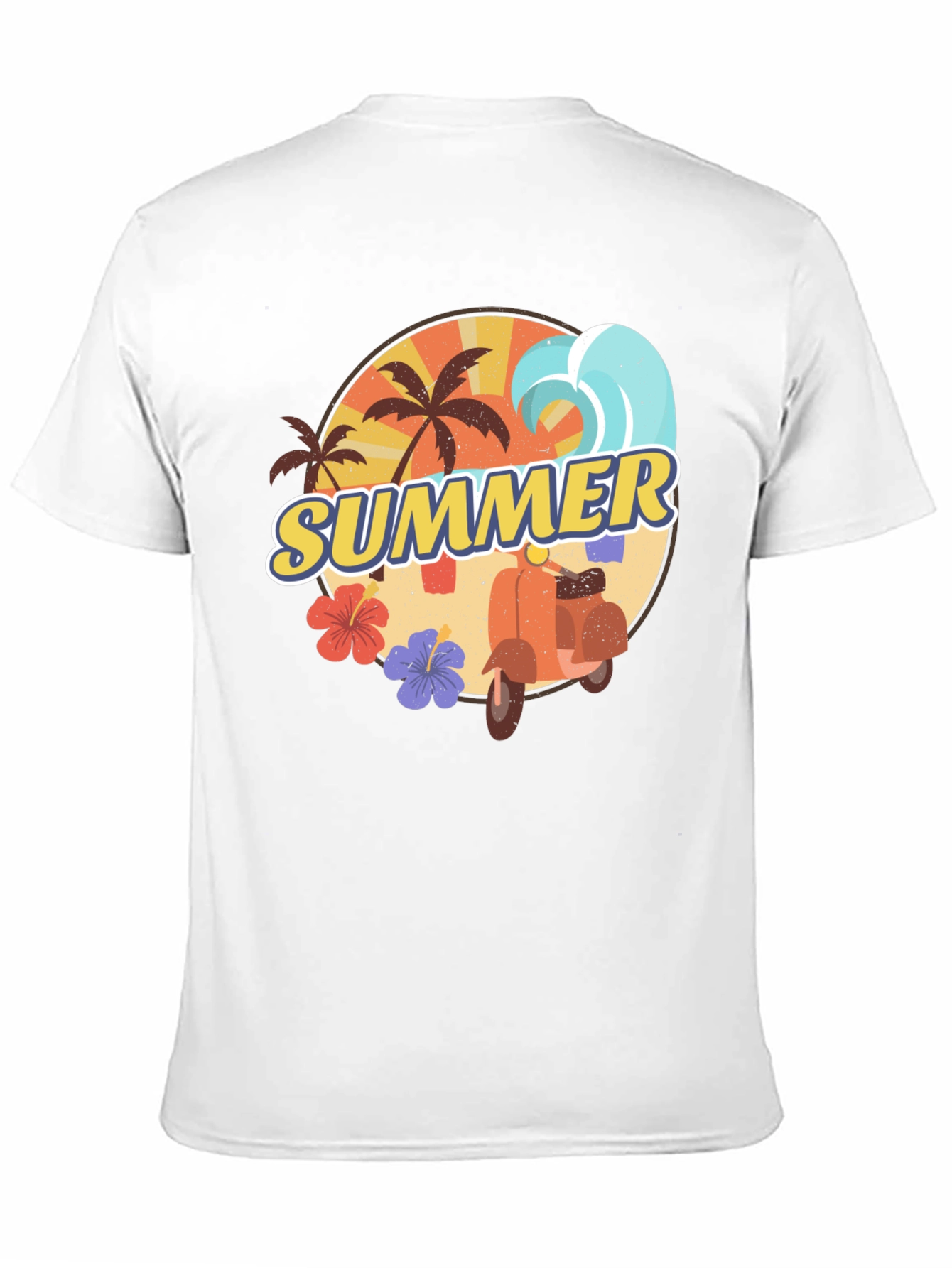 Summer Vibes T-Shirt - Palm Tree Scooter Design