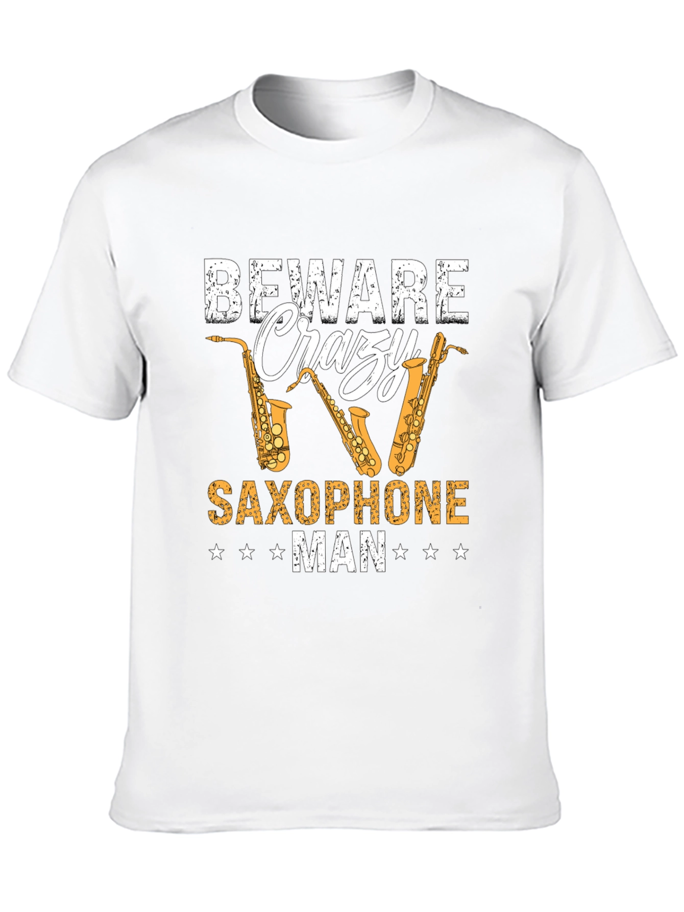Beware Crazy Saxophone Man Graphic T-Shirt