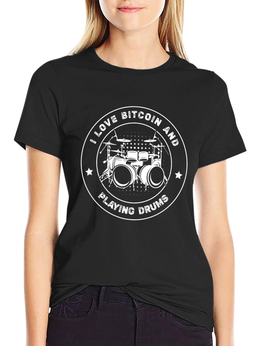 Bitcoin & Drums Black Graphic Tee