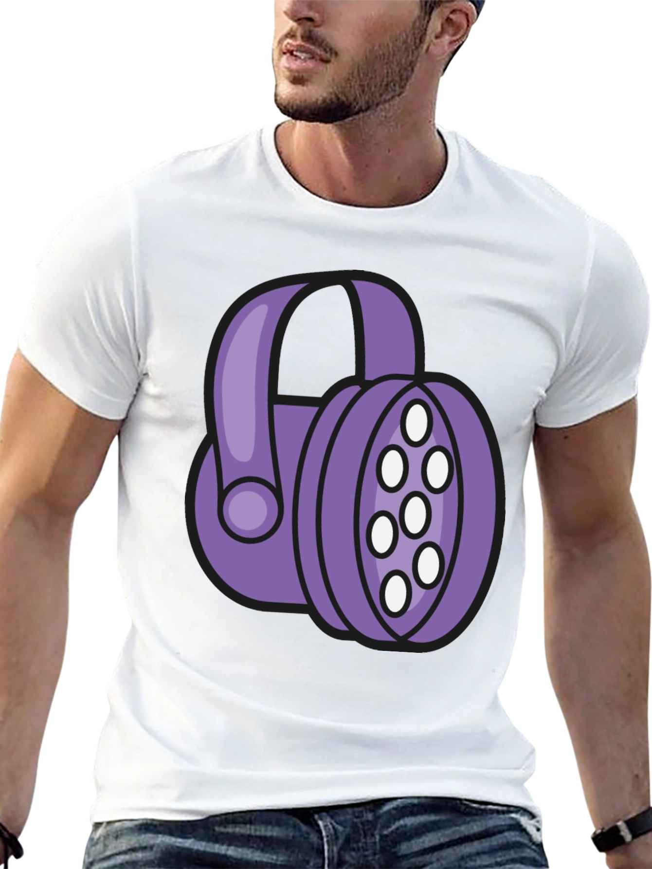 Purple Headphone Graphic Tee - Black T-Shirt