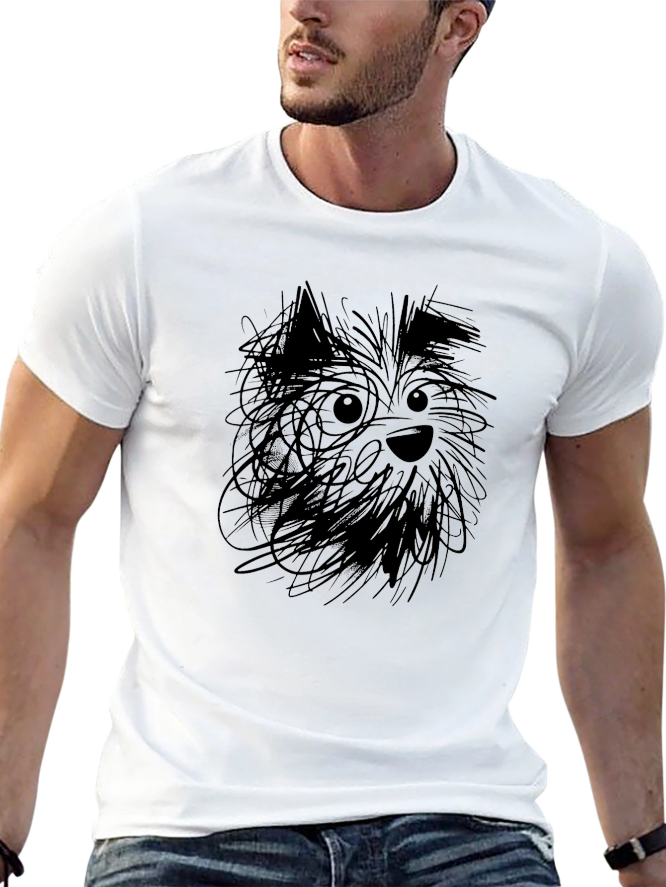 Dog Sketch Black T-Shirt