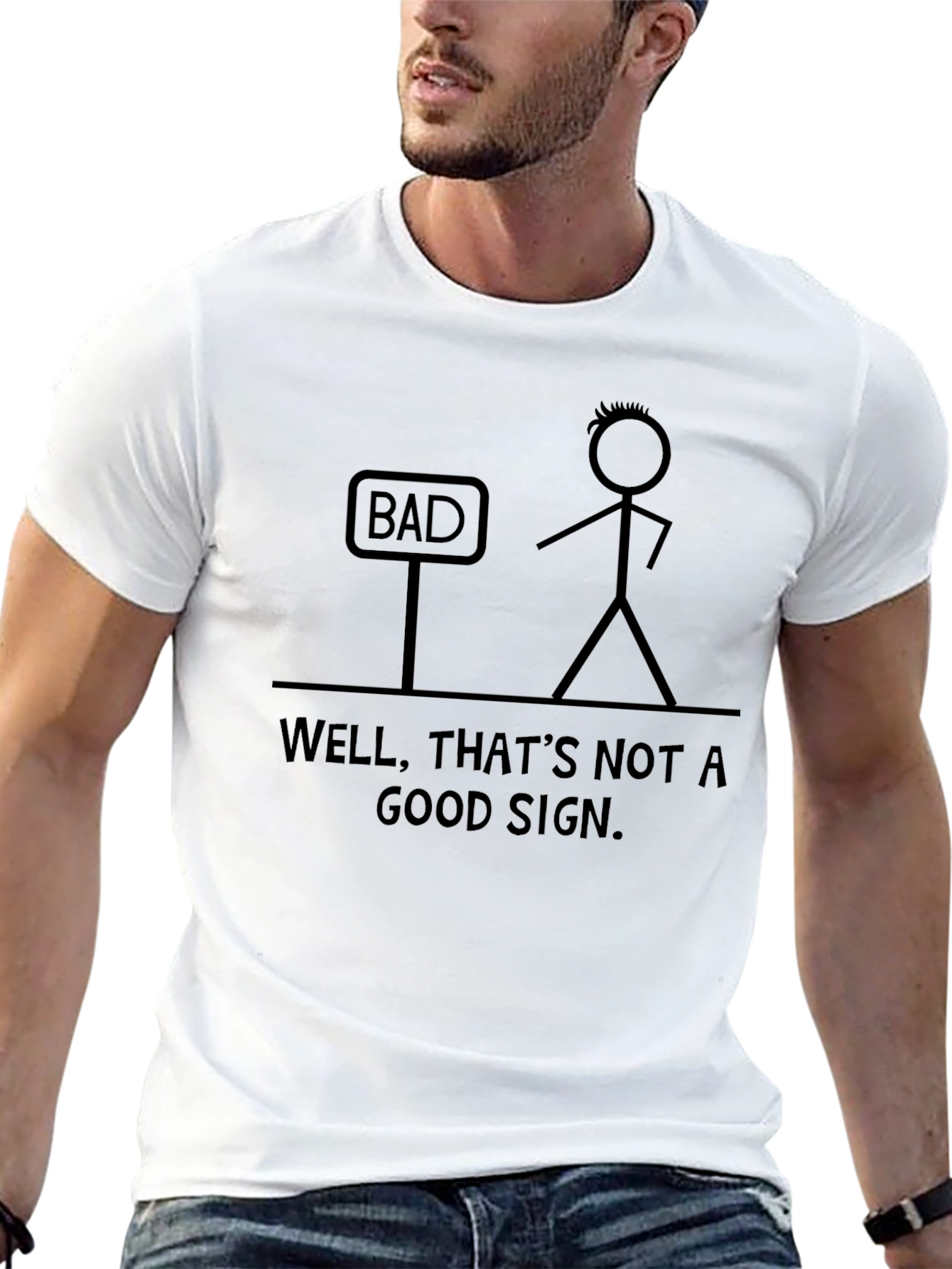 Funny Bad Sign Graphic Print T-Shirt