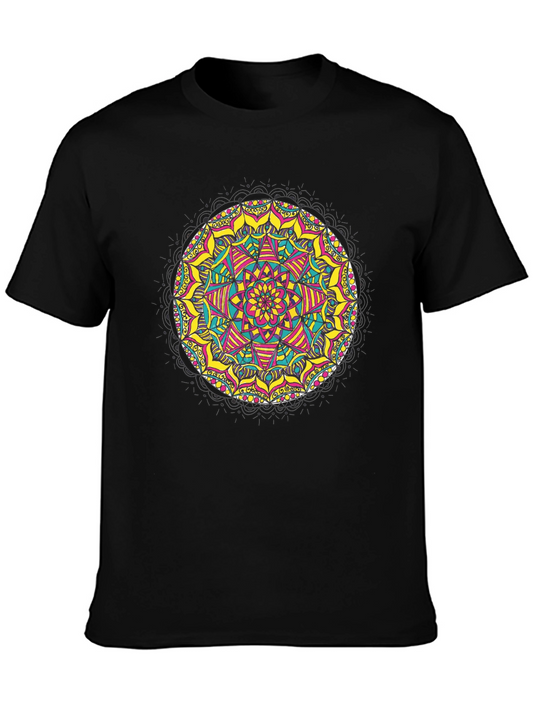 Black Mandala T-Shirt - Vibrant Geometric Design