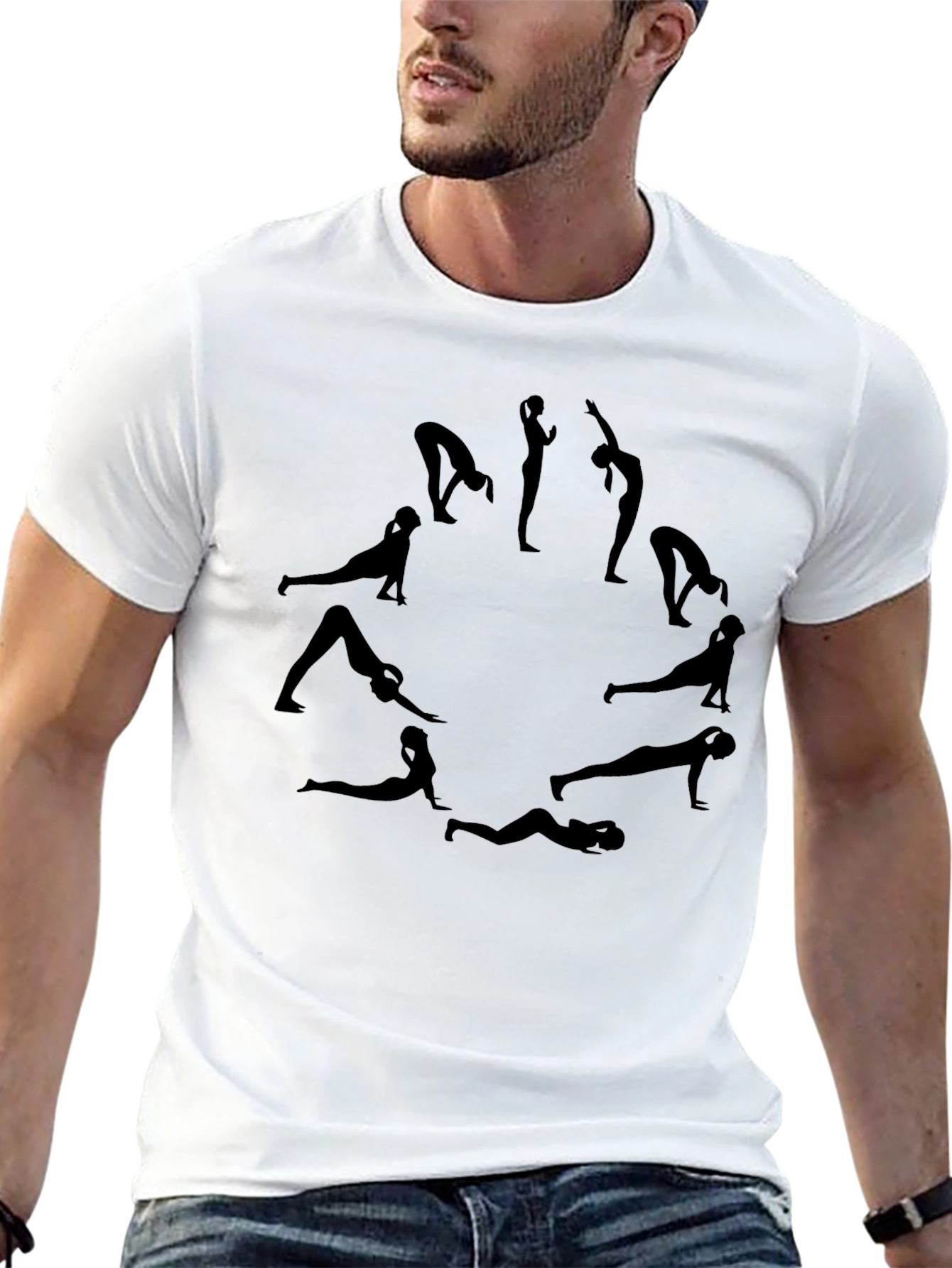 Yoga Pose Circle T-Shirt - Black Graphic Tee