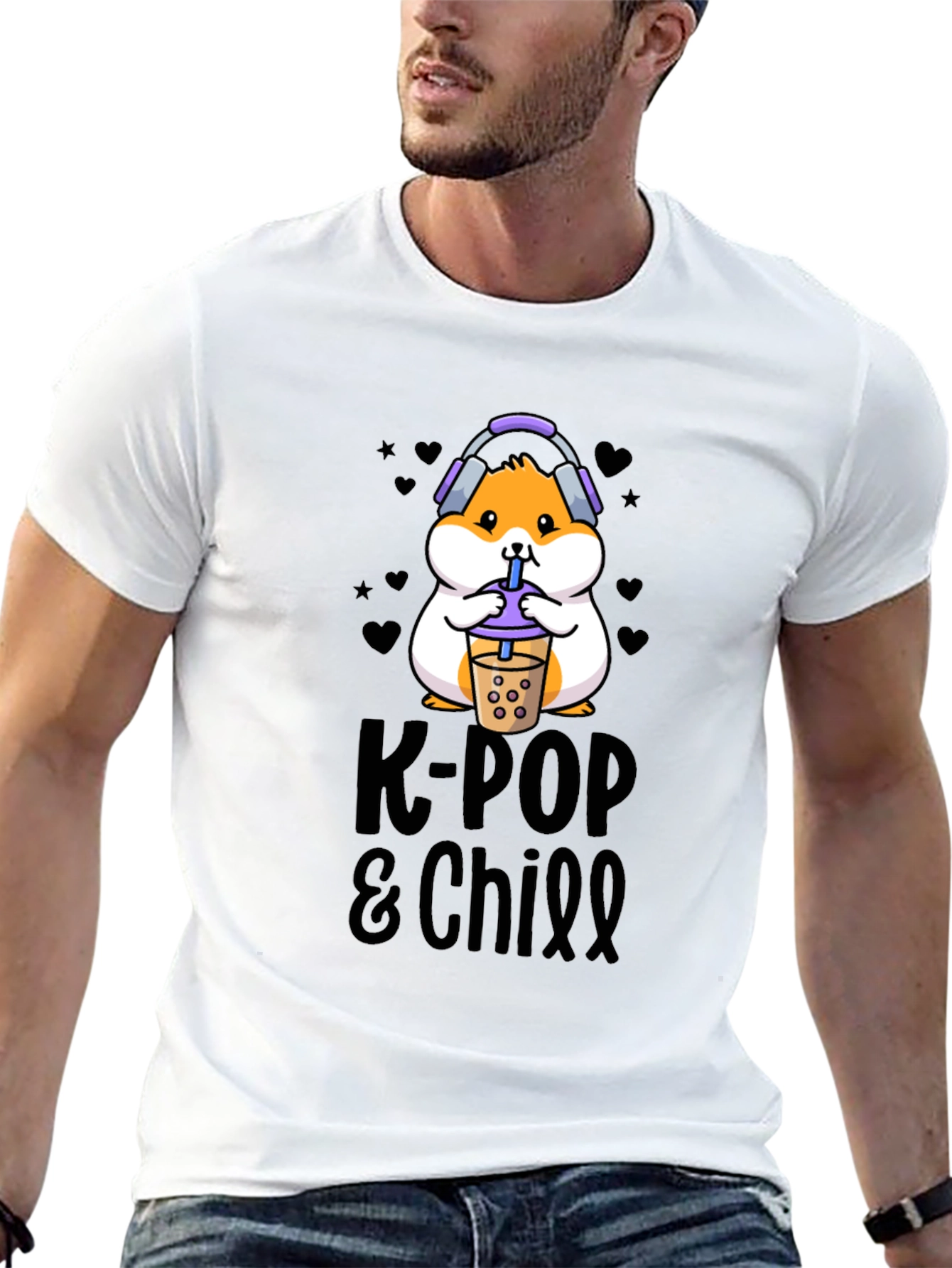 K-Pop & Chill T-Shirt with Hamster Graphic