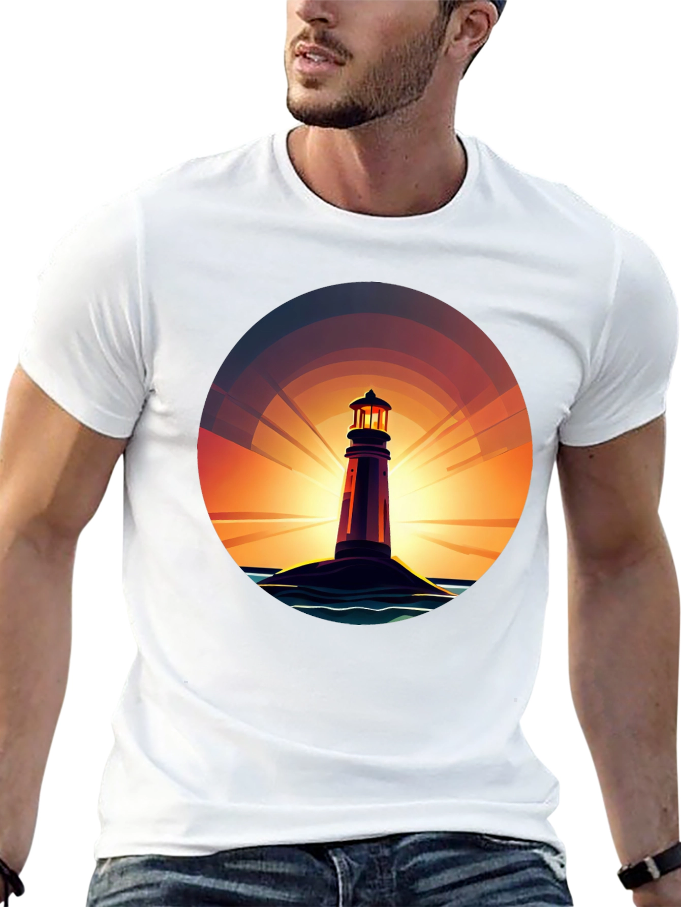Lighthouse Sunset Graphic Tee