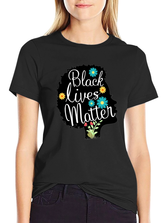 Black Lives Matter Floral Afro Tee