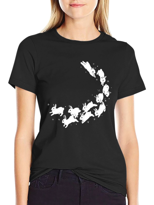 Bunny Constellation Graphic Tee - Soft Black Cotton