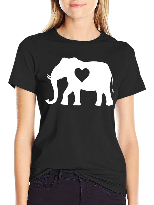 Elephant Heart Graphic Tee - Black Cotton Blend
