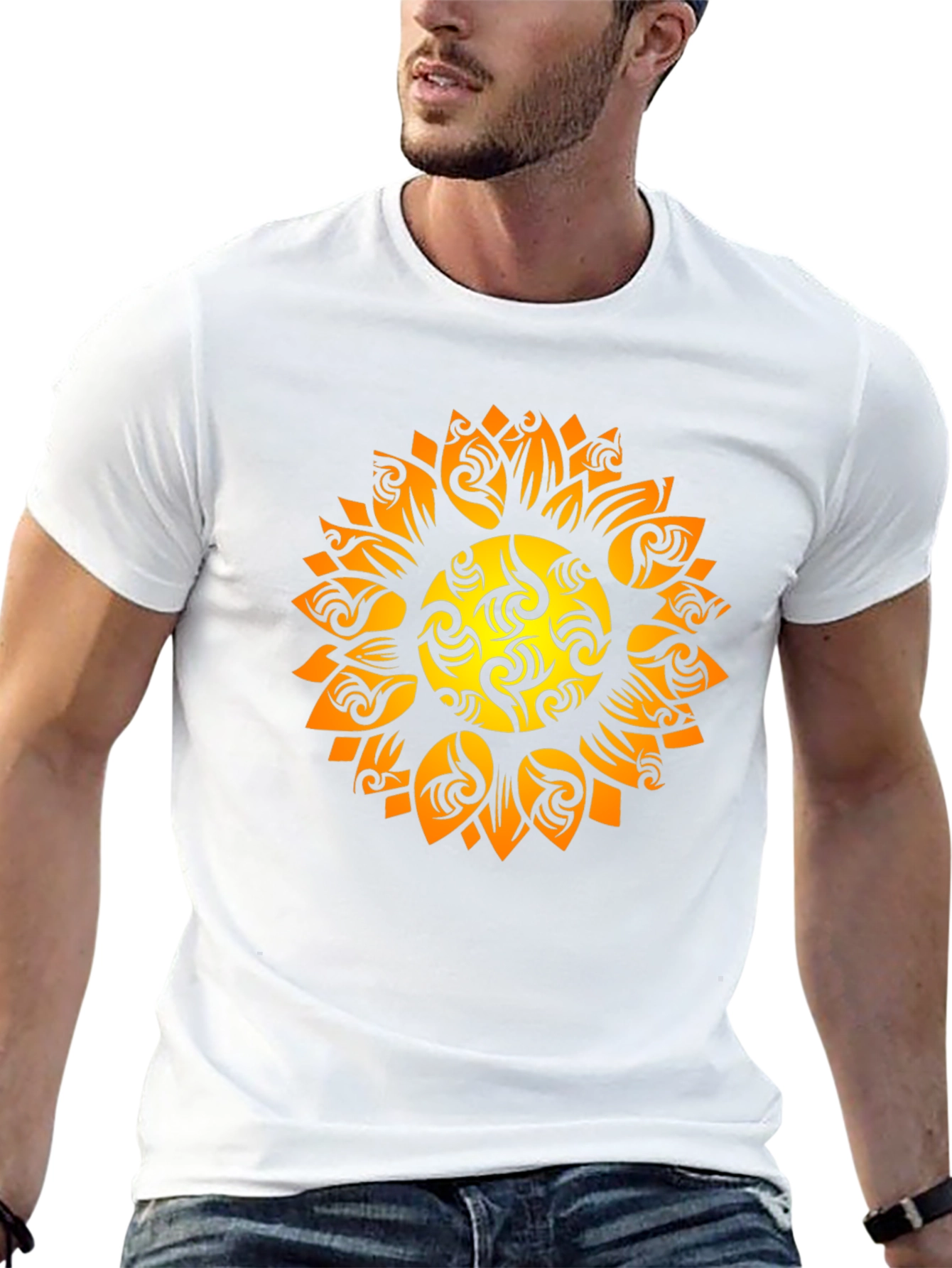 Tribal Sun Graphic Black Tee