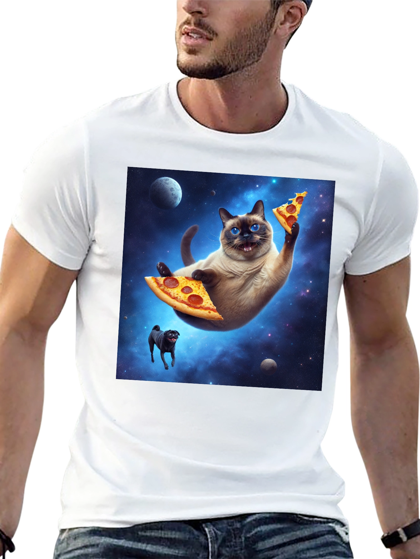 Space Cat Pizza T-Shirt