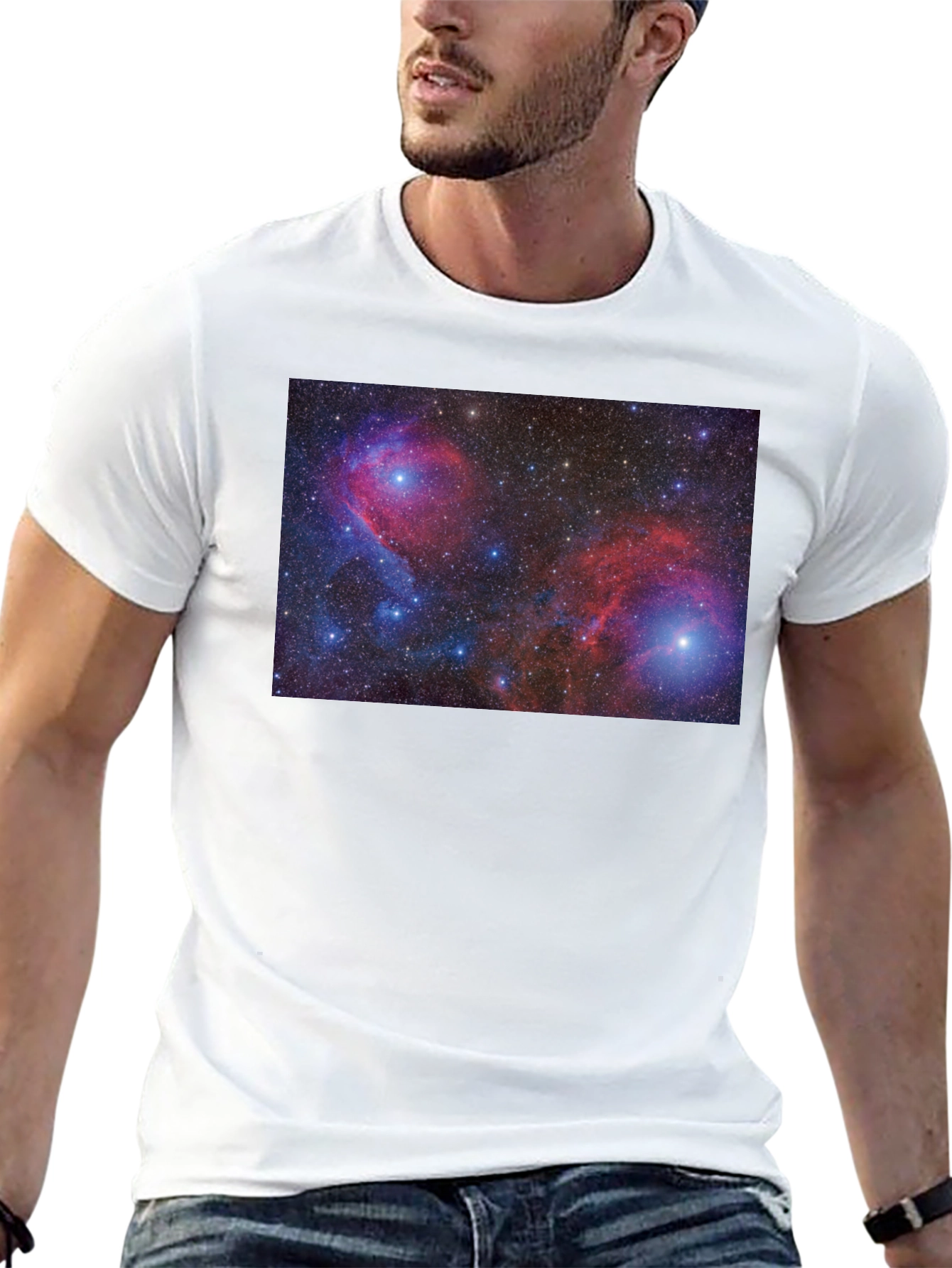 Nebula Print Black Cotton T-Shirt