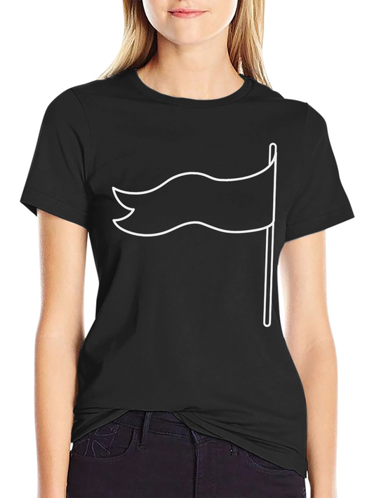 Black T-Shirt with White Flag Graphic