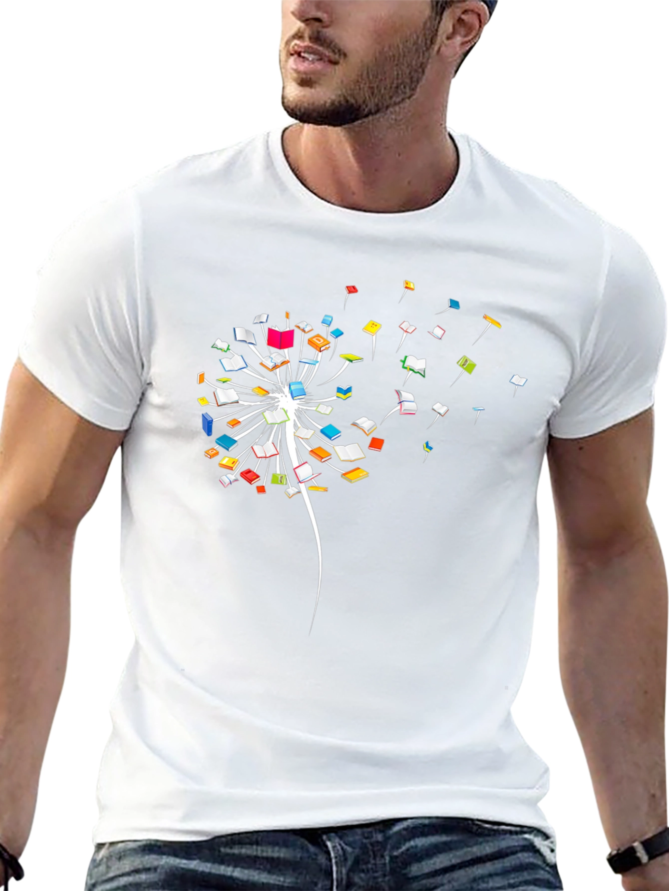 Book Dandelion Graphic Tee - Black Cotton T-Shirt