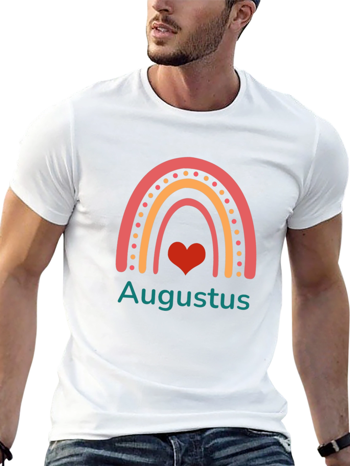 August Rainbow Heart Black T-Shirt