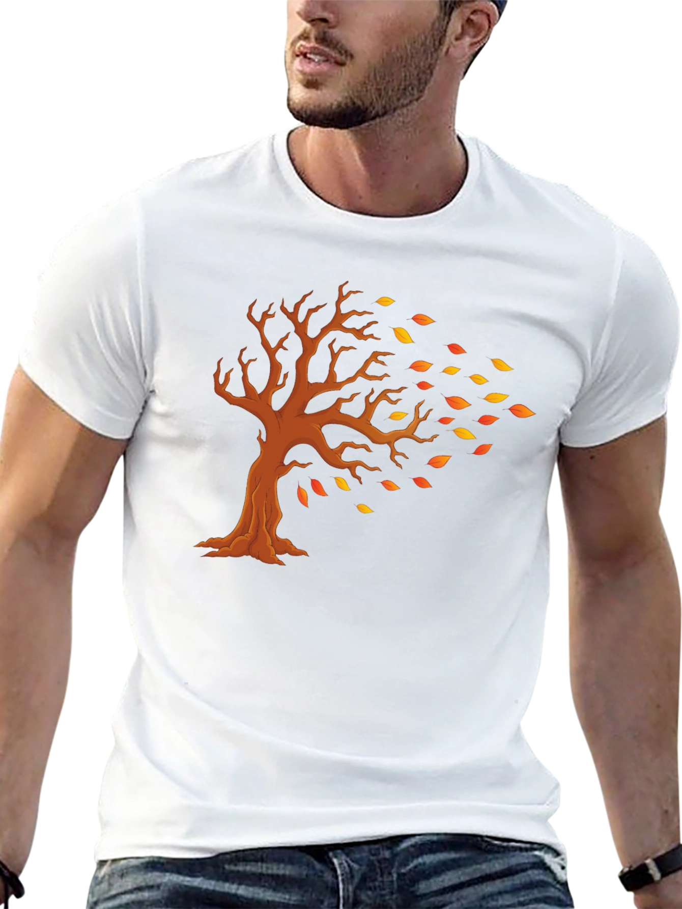 Fall Tree Graphic Tee - Black Cotton T-Shirt