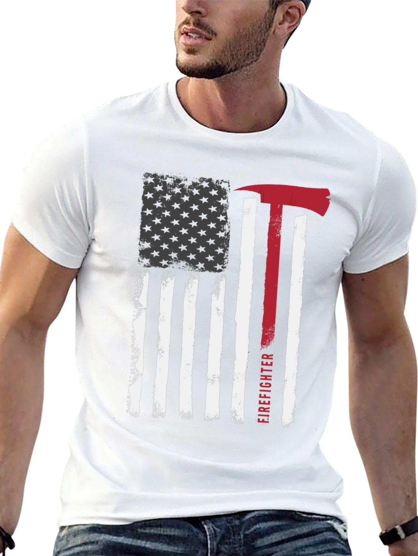 Firefighter American Flag Graphic Tee