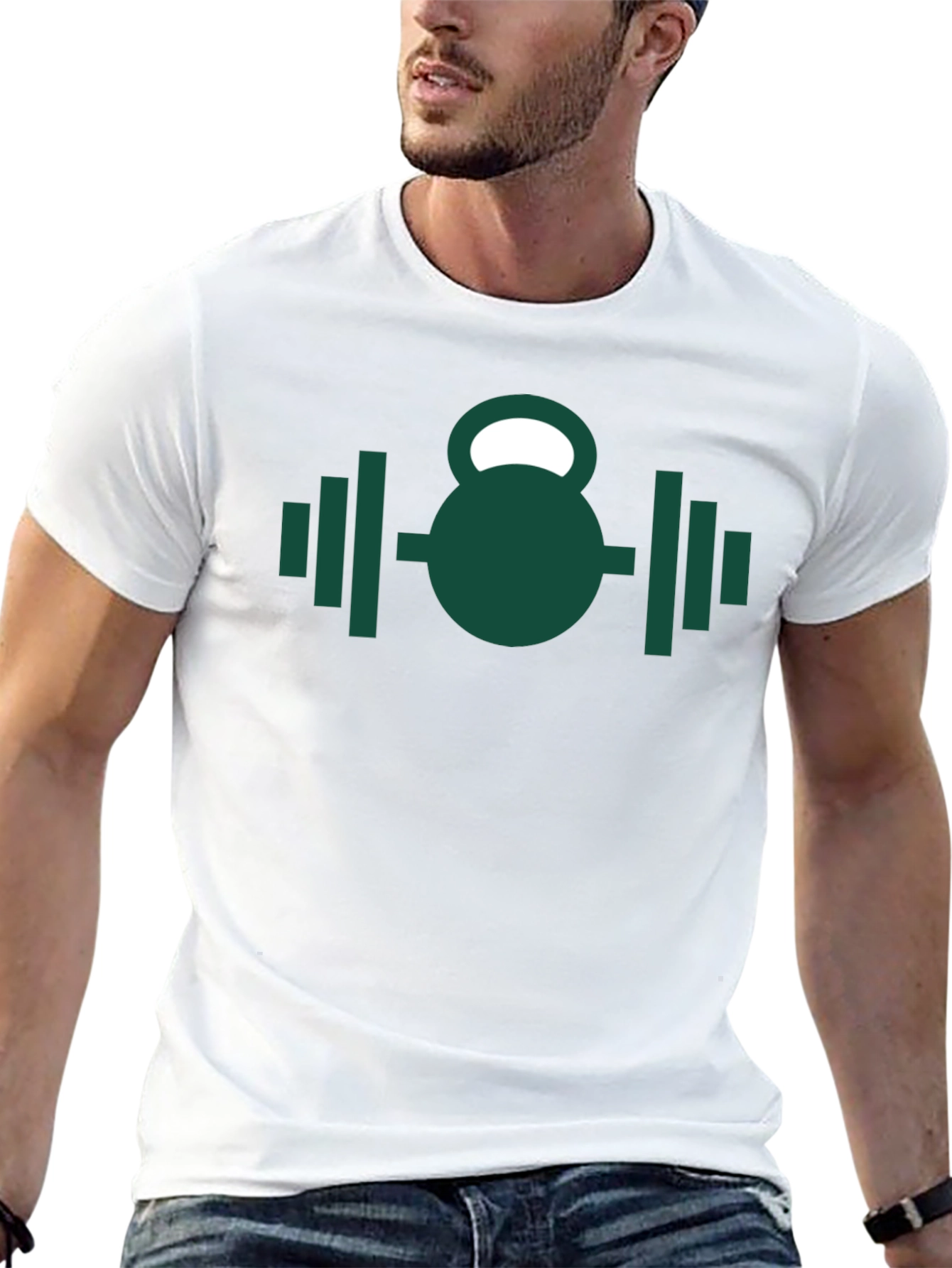 Fitness Kettlebell & Barbell Graphic T-Shirt