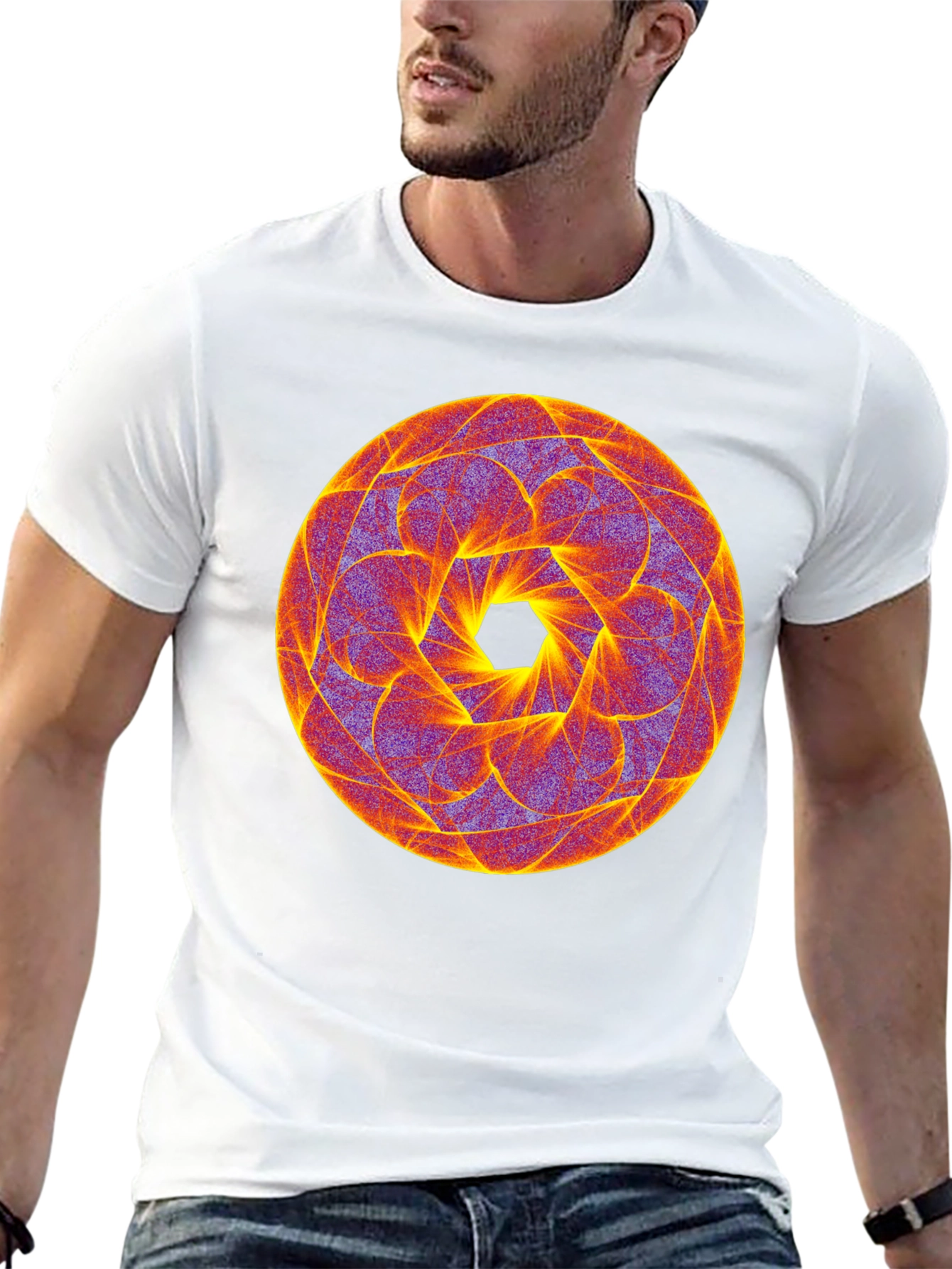 Geometric Mandala Tee - Psychedelic Style