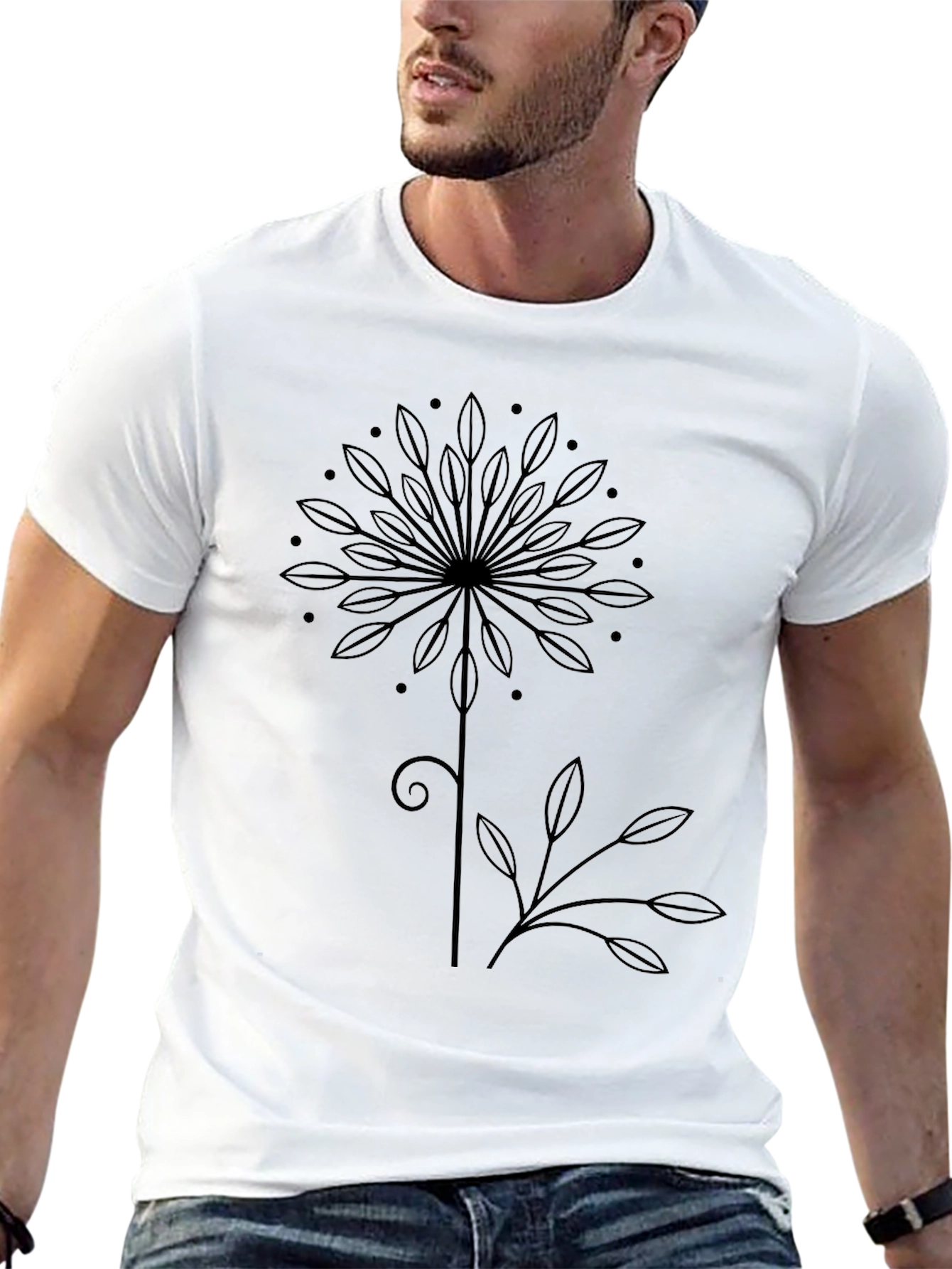 Modern Floral Graphic Tee - Black Unisex T-Shirt