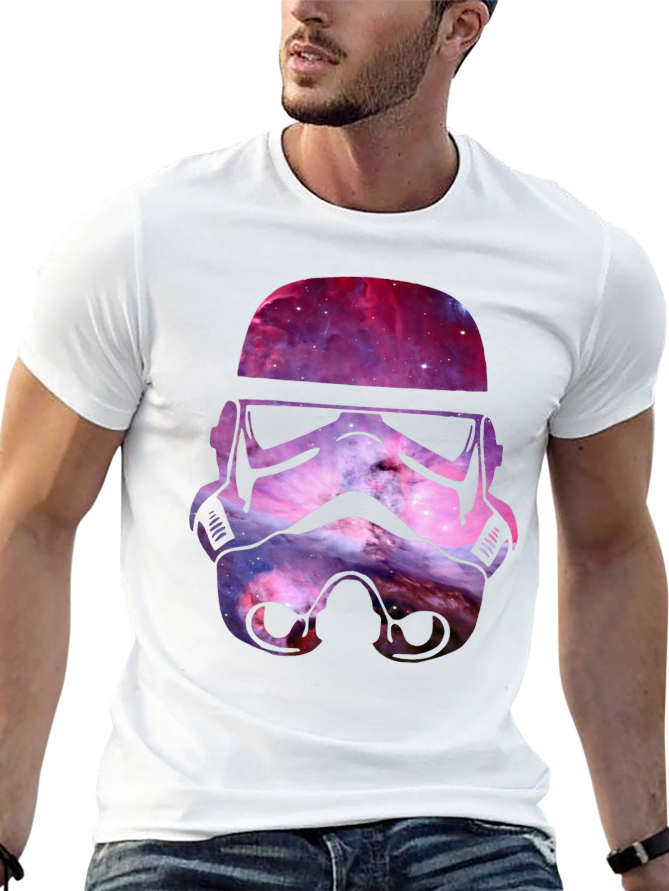 Galaxy Stormtrooper Helmet Graphic T-Shirt
