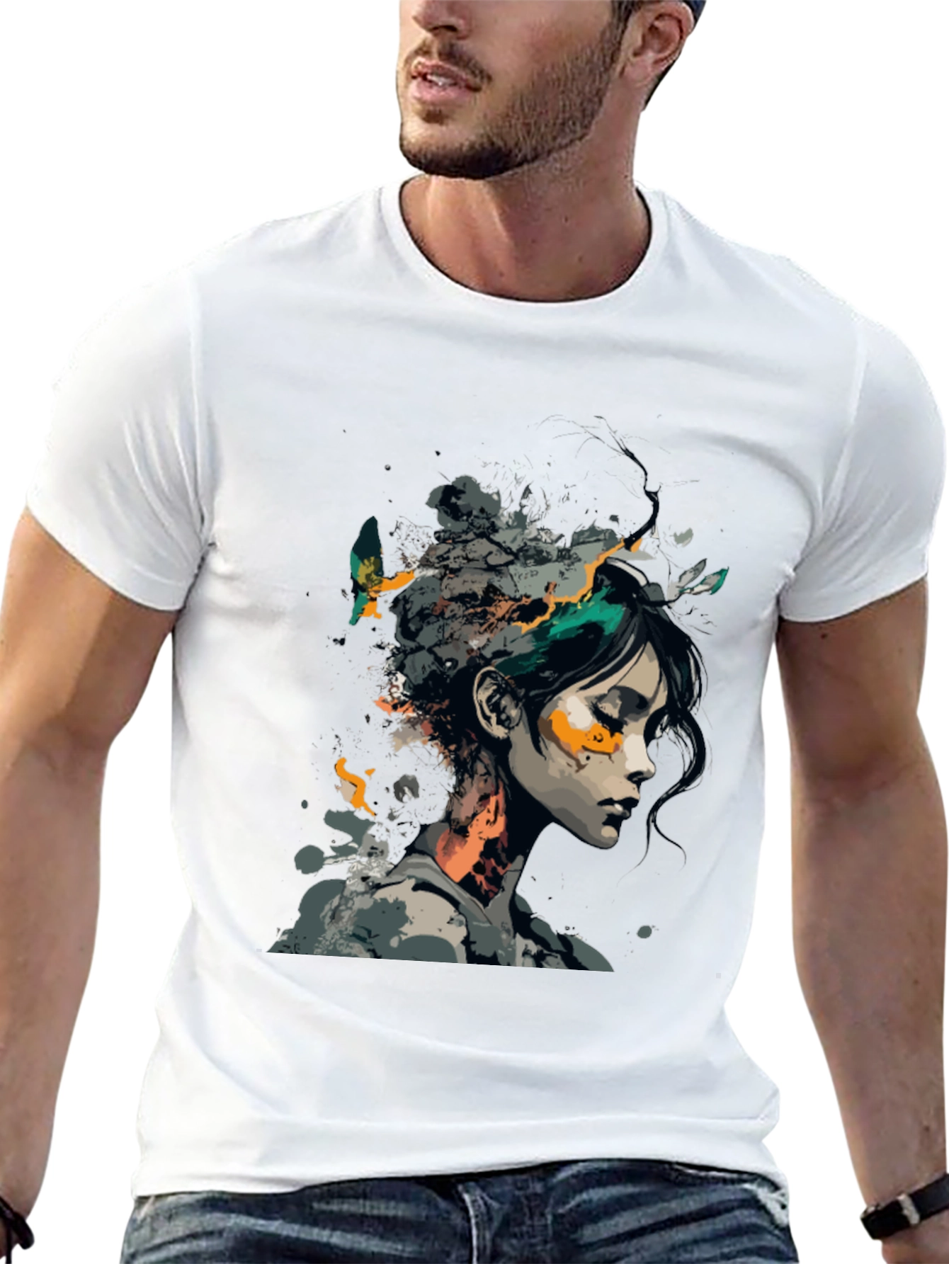 Artistic Woman Graphic Black T-Shirt