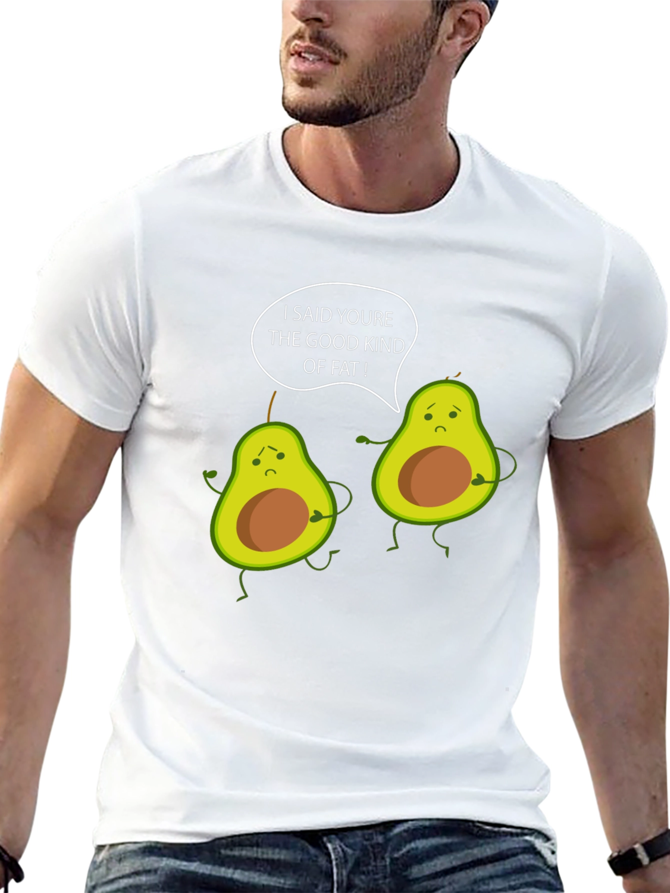 Funny Avocado Good Kind of Fat Graphic T-Shirt