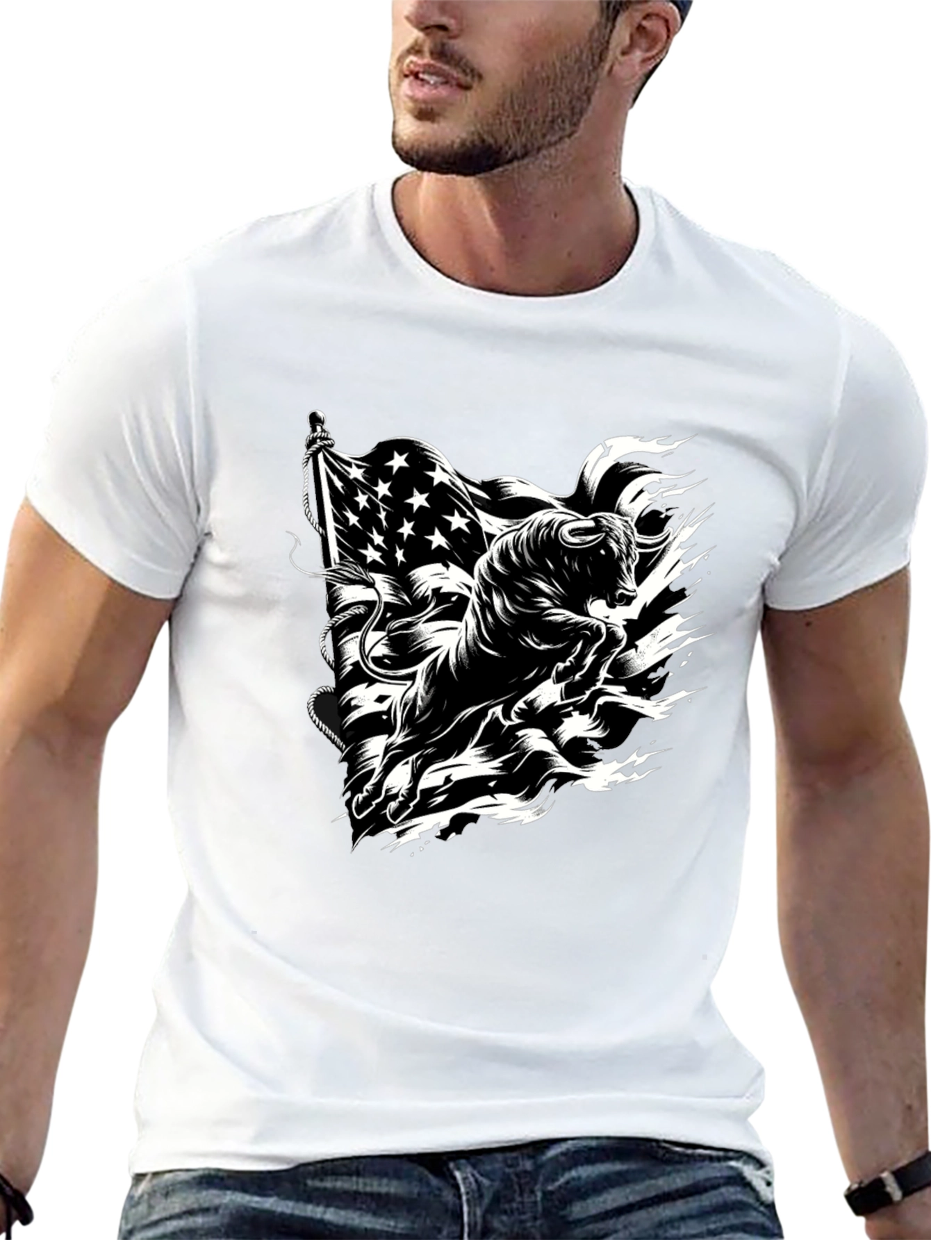 American Bull Graphic Tee - Black Cotton Blend
