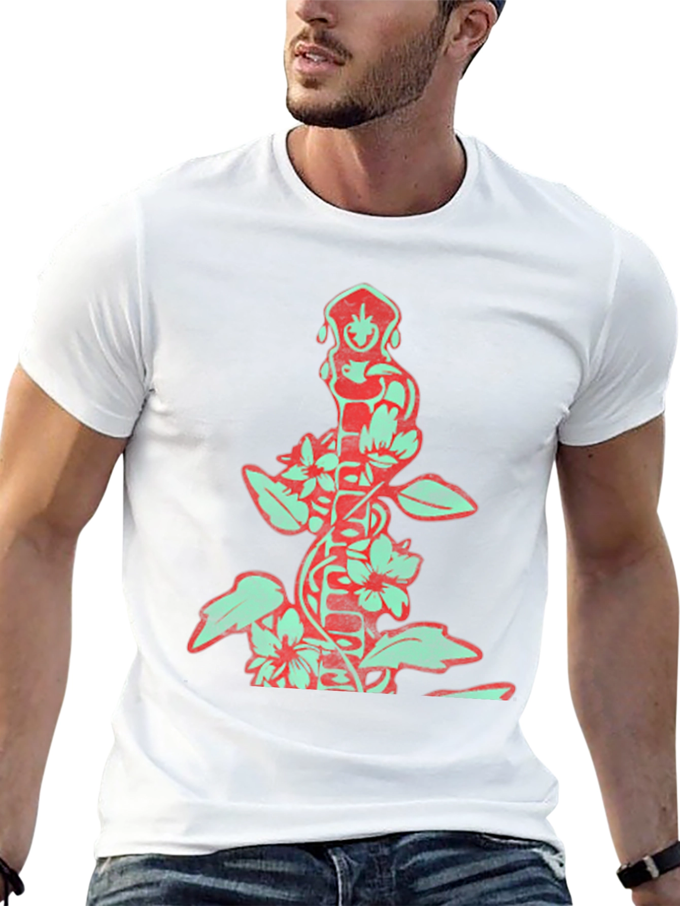 Floral Monkey Graphic Black T-Shirt