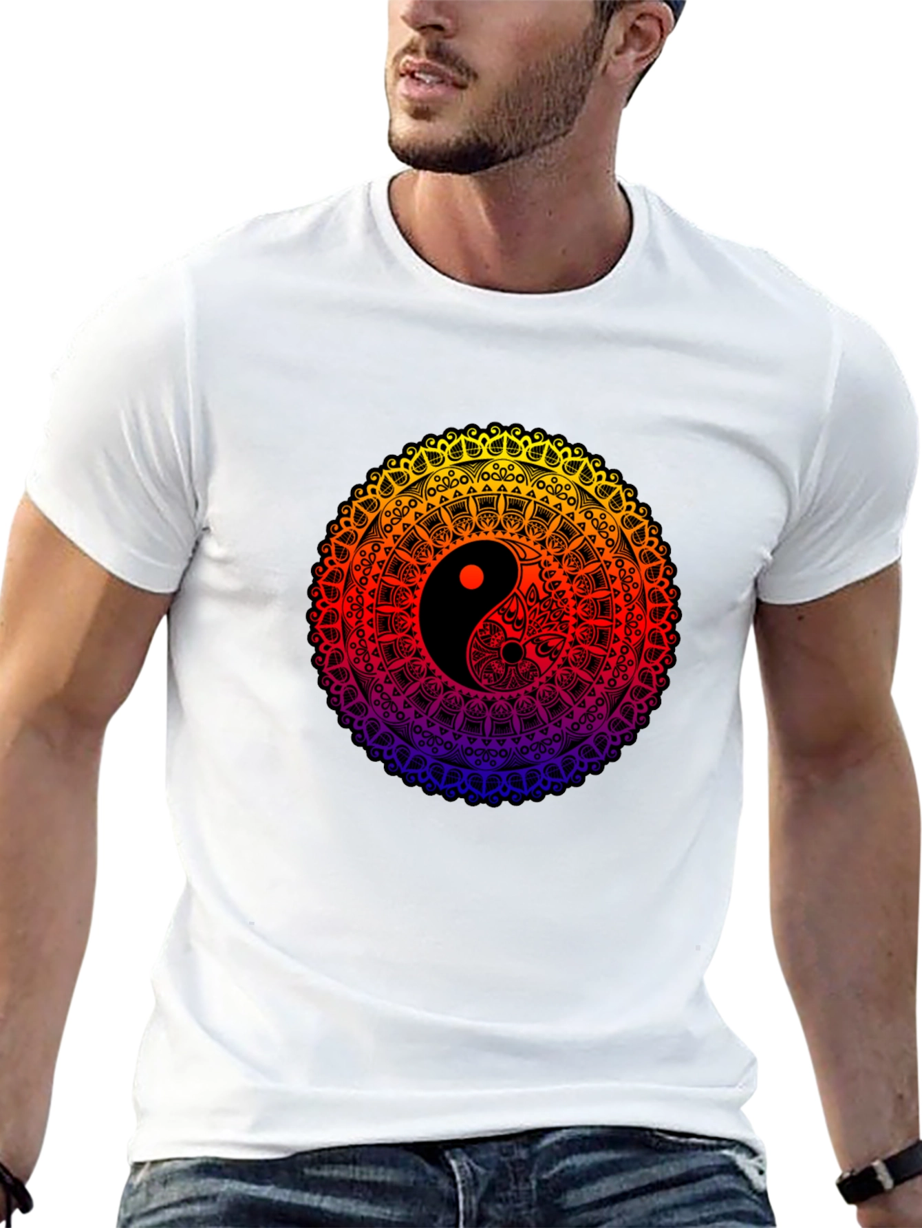 Yin Yang Mandala Graphic Black T-Shirt