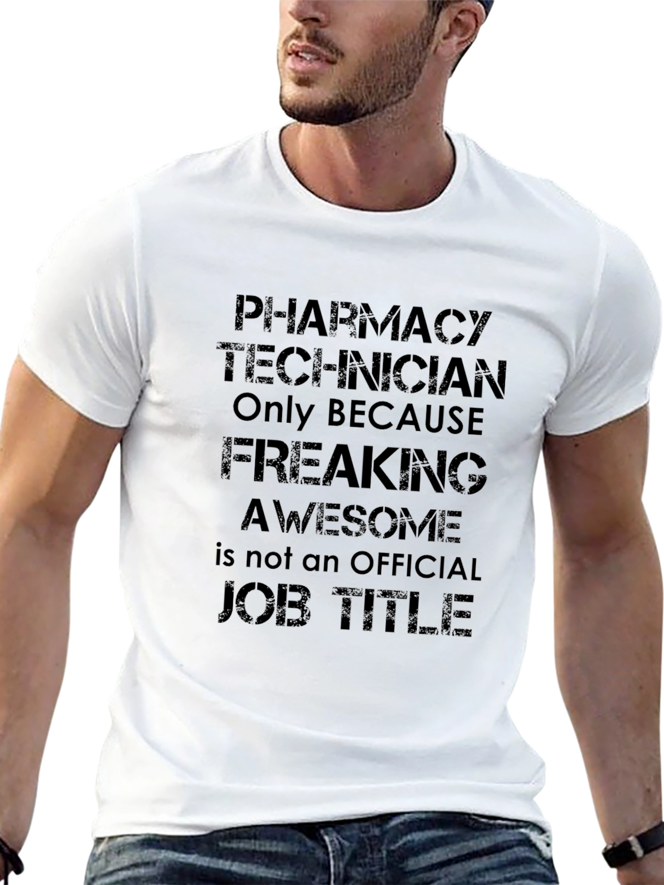 Pharmacy Technician Freaking Awesome Job Title Black T-Shirt