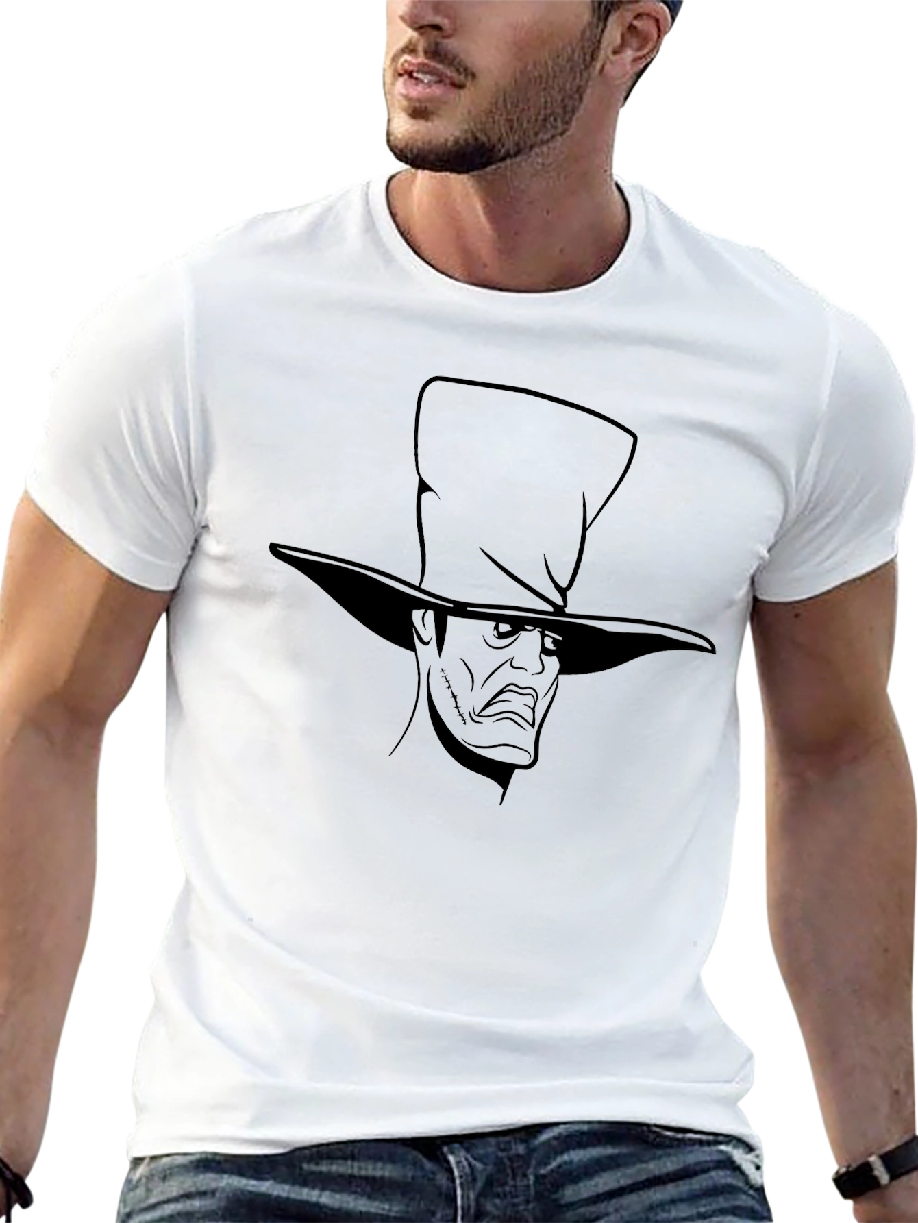 Mens Black T-Shirt with Mad Hatter Graphic