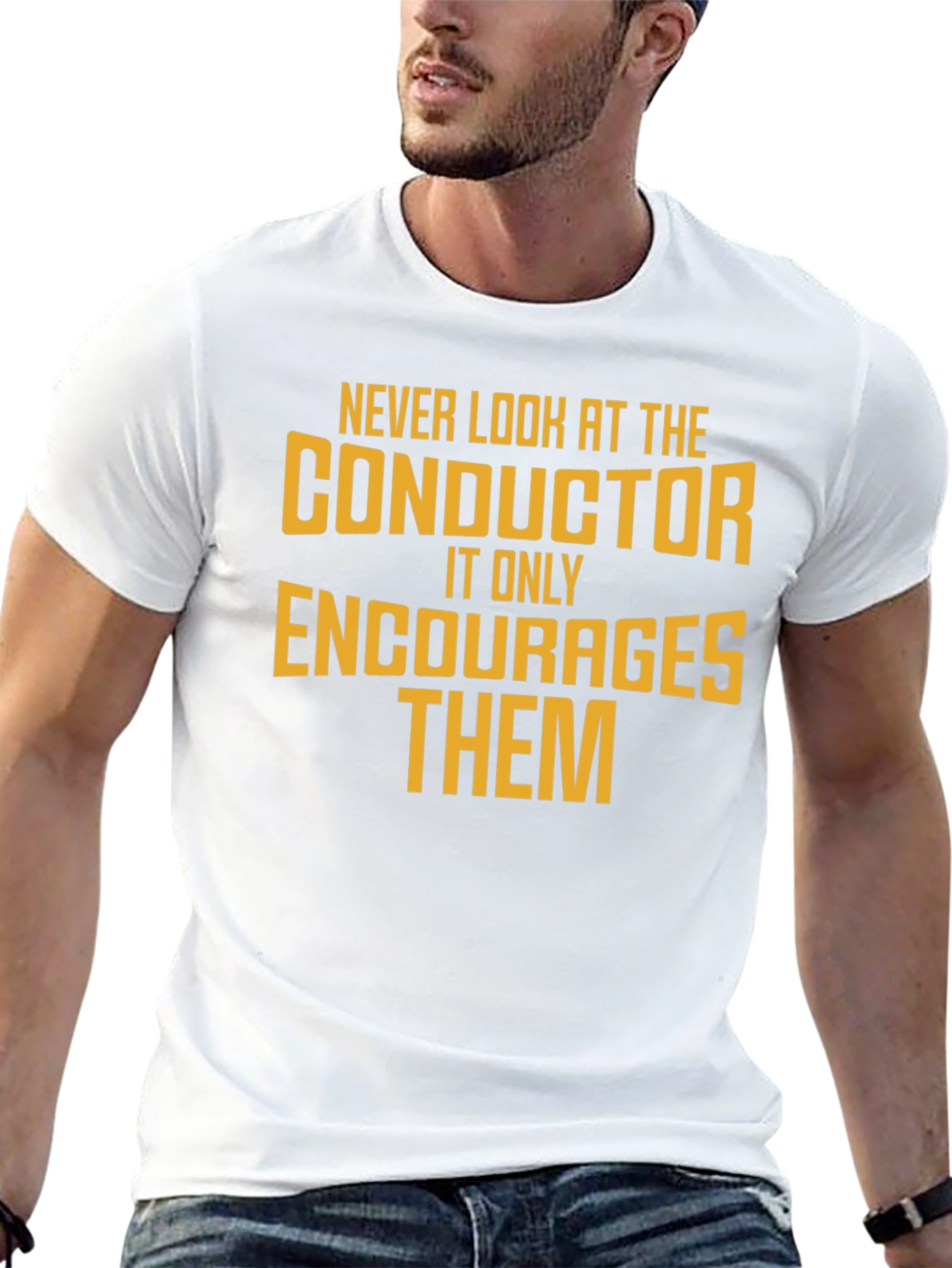 Conductor Humor Graphic T-Shirt - Black