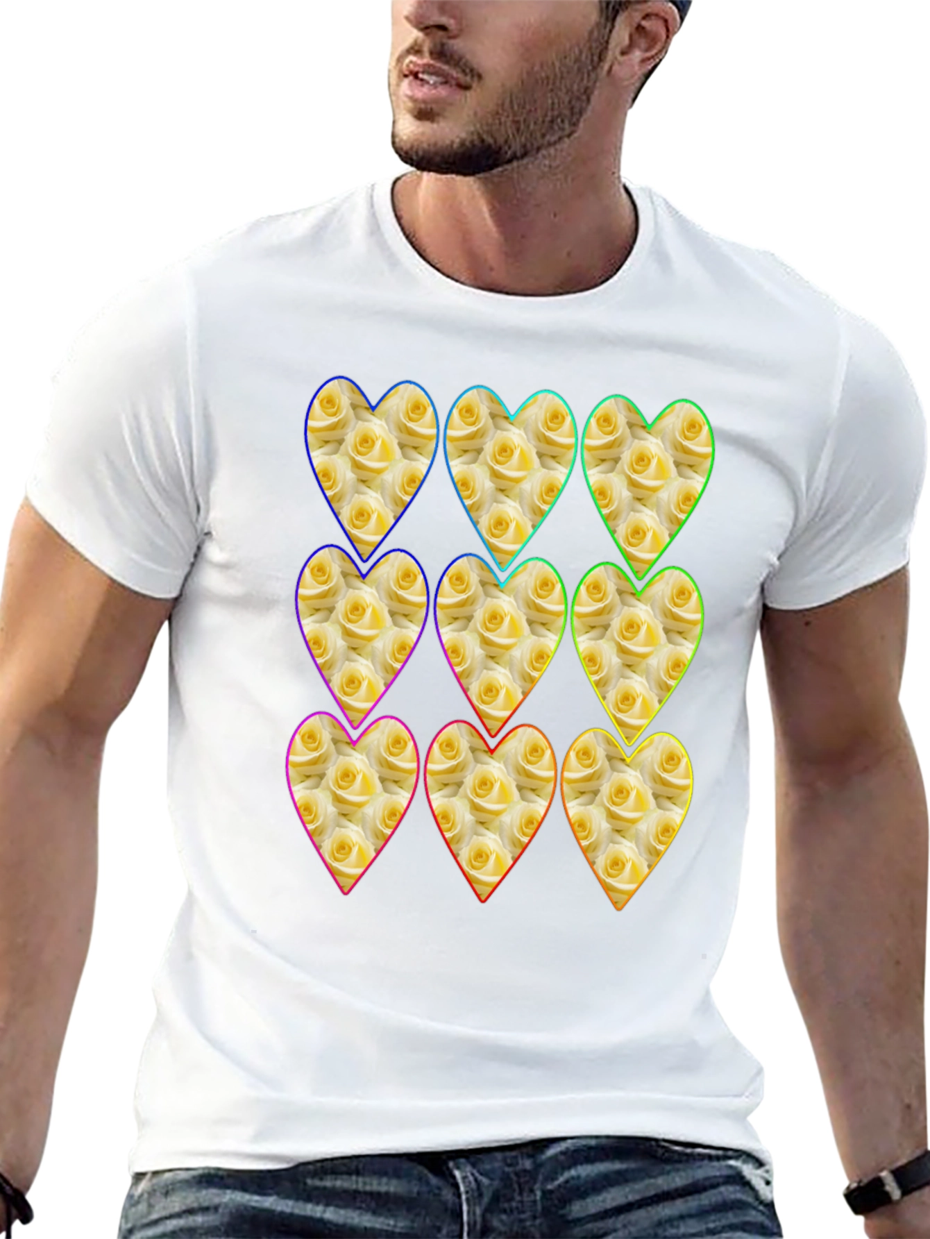 Floral Heart Pattern Graphic Tee