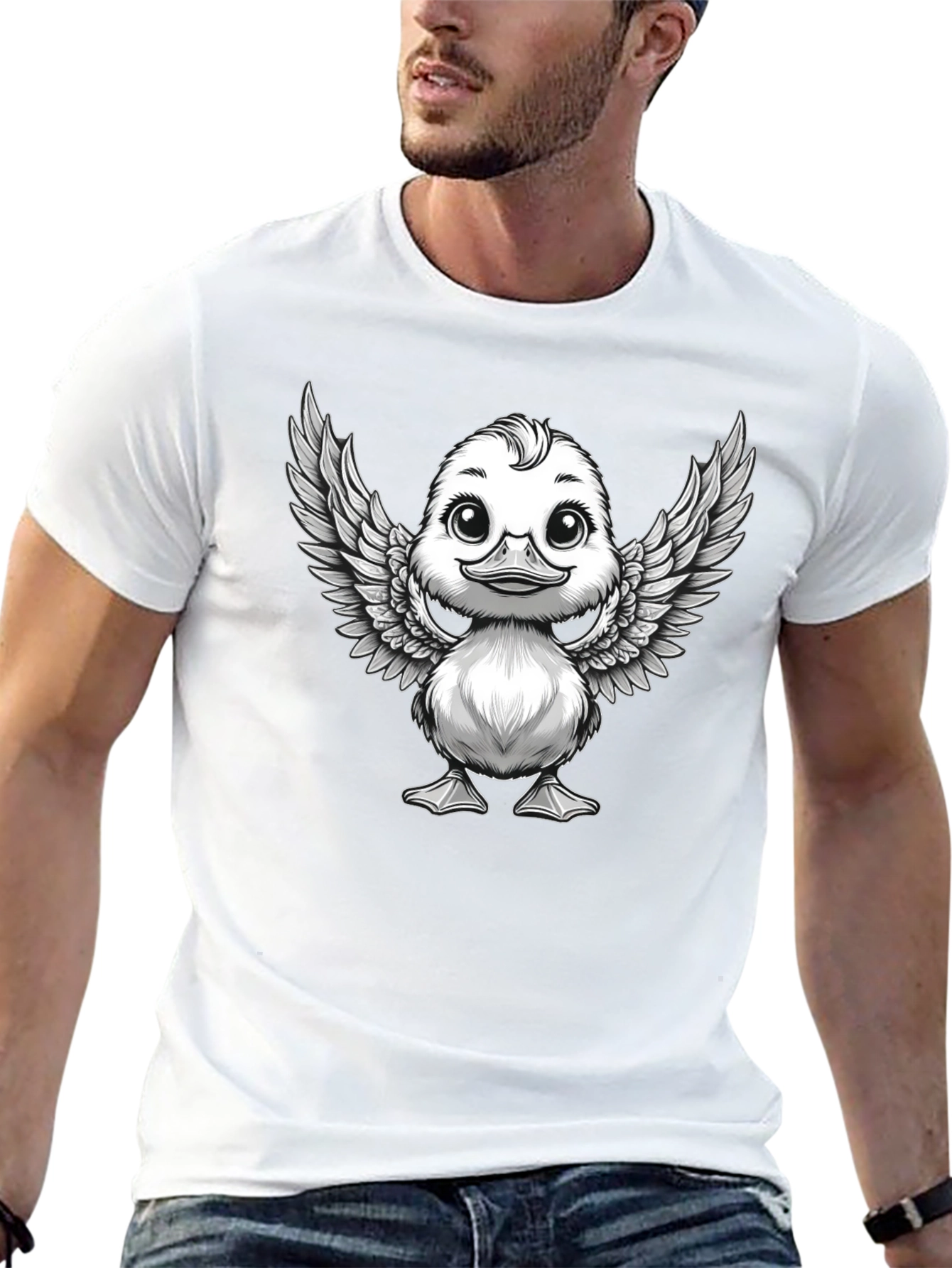 Duck with Wings Graphic Tee - Black