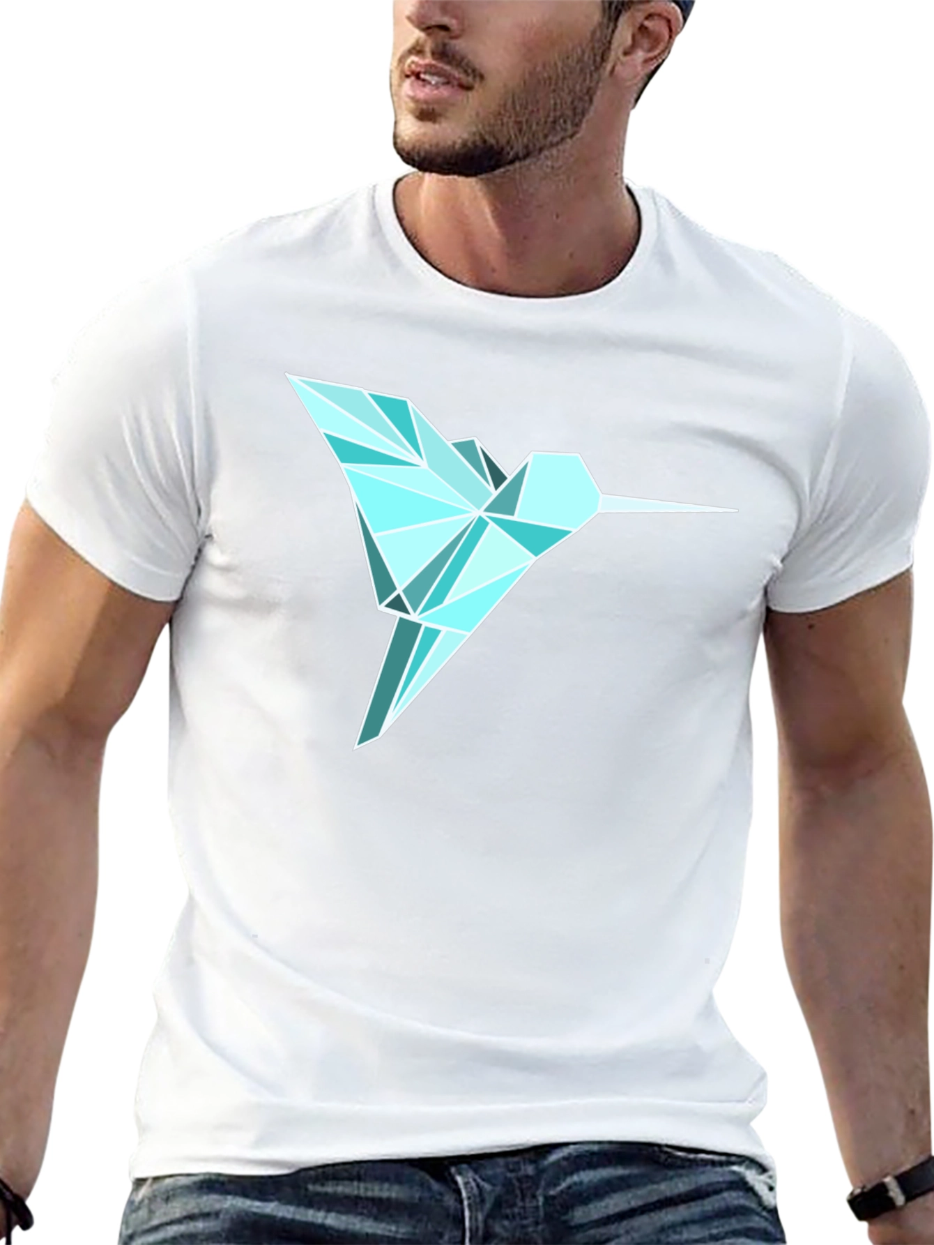 Geometric Hummingbird Graphic Tee - Mens Black T-Shirt