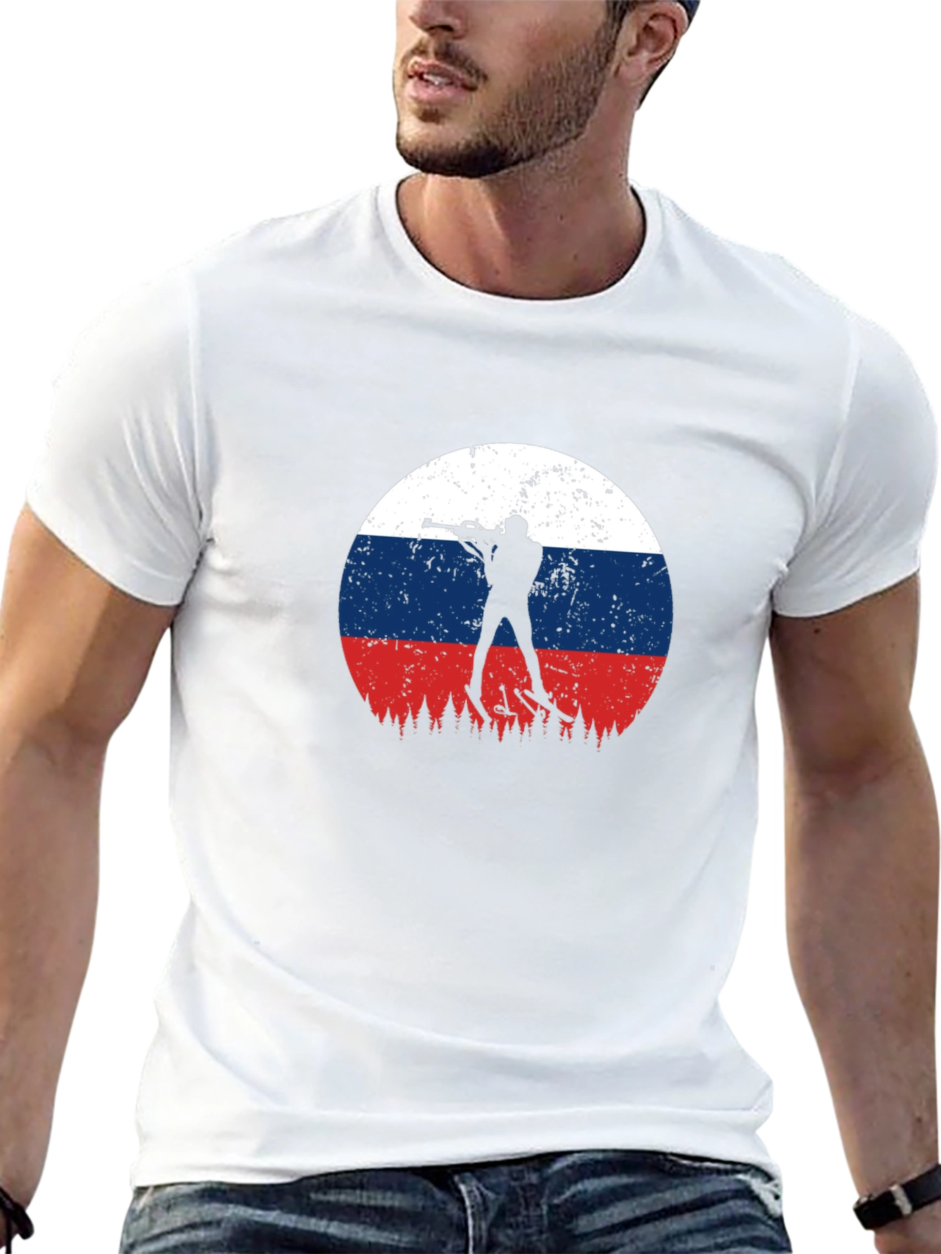 Biathlon Russia Flag Graphic T-Shirt