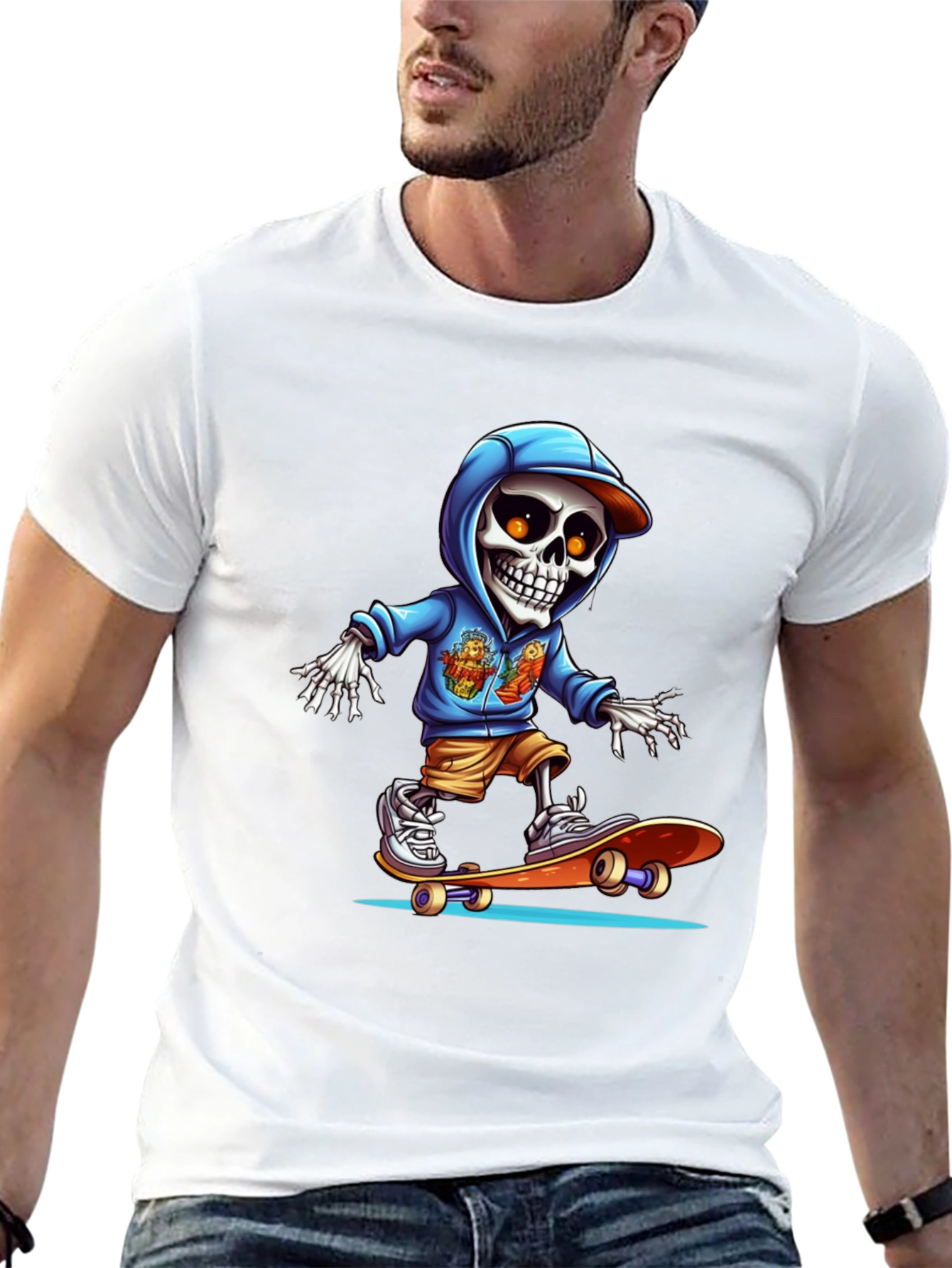 Skateboarding Skeleton Graphic Tee - Cool & Edgy Design