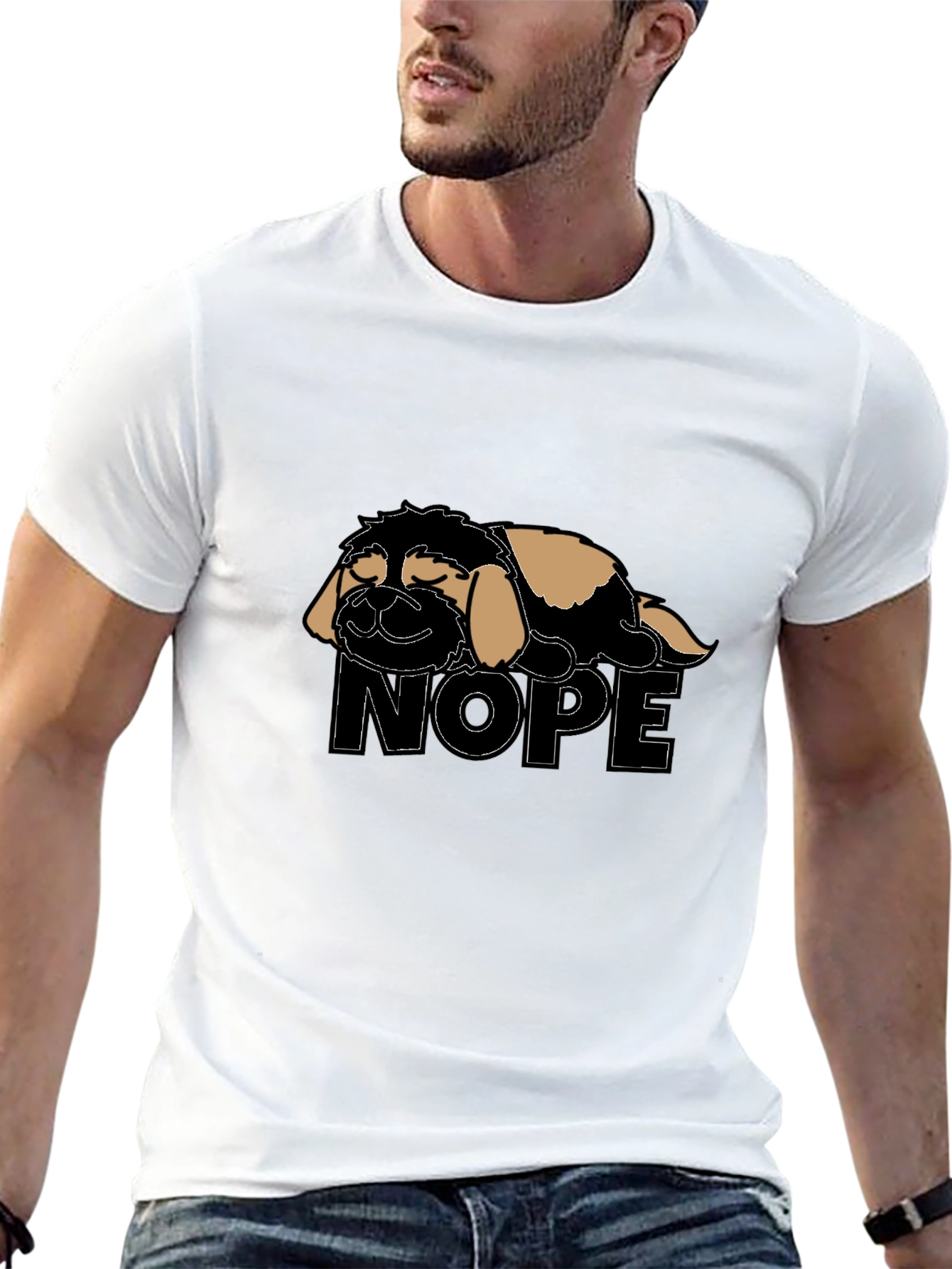 Nope Lazy Dog T-Shirt - Relaxed Fit