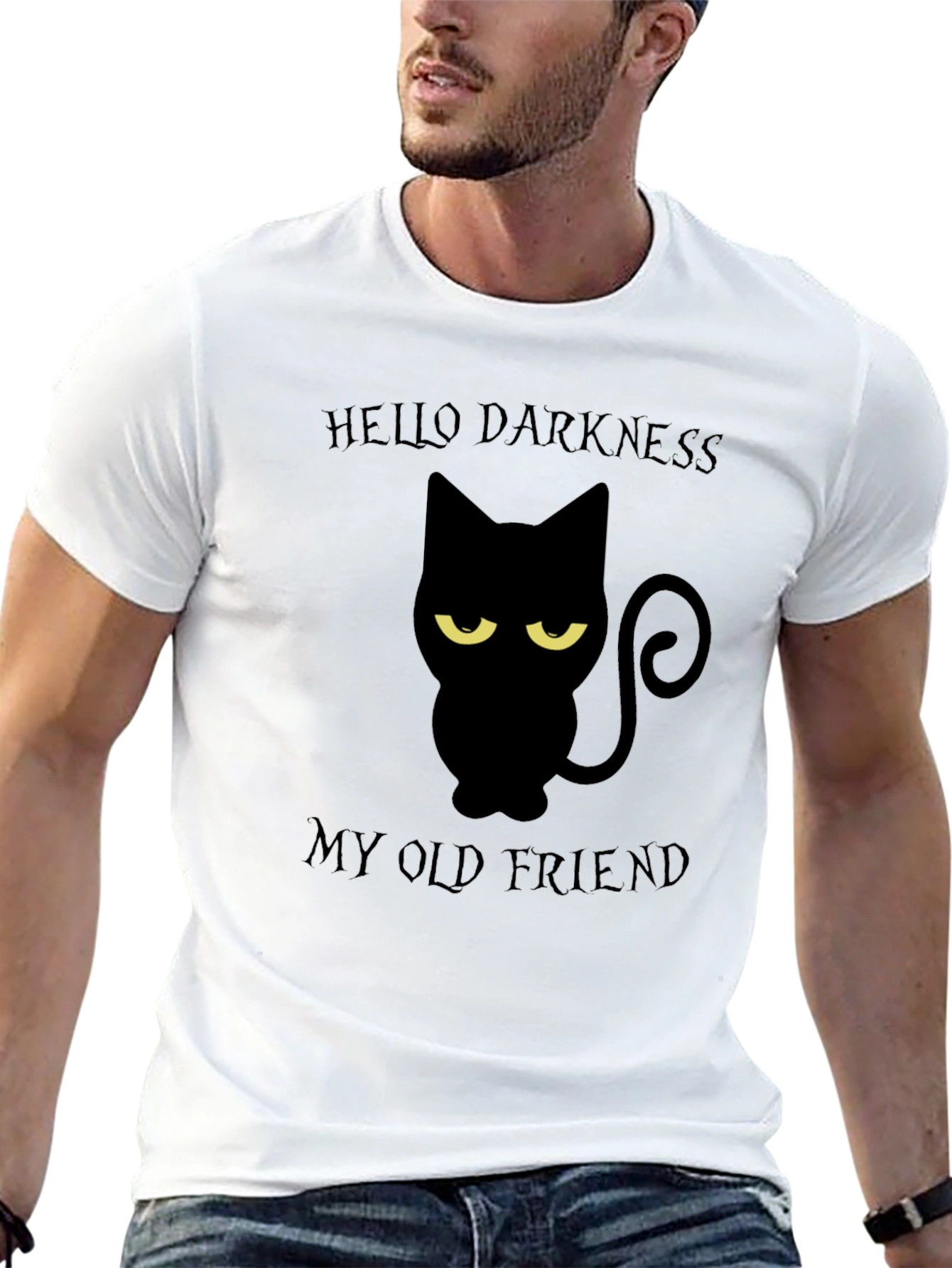 Hello Darkness My Old Friend Black Cat T-Shirt